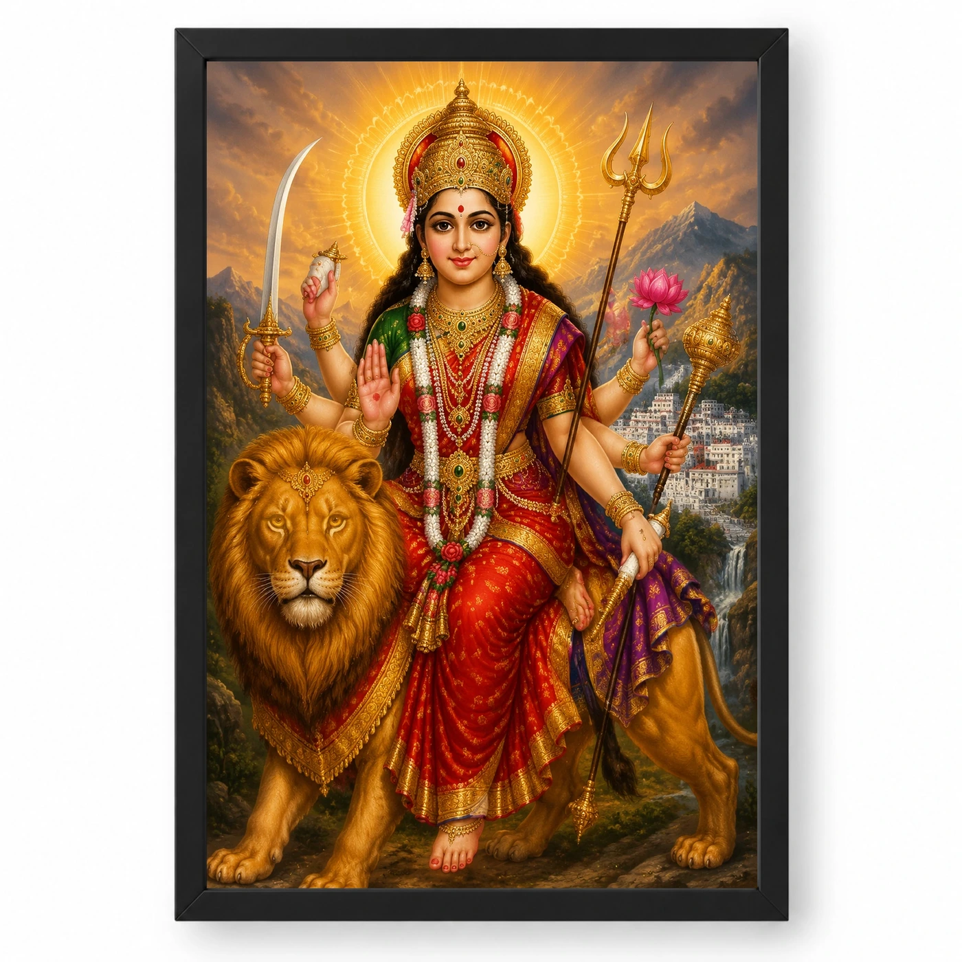 Vaishno Devi Traditional Indian Miniature-Inspired Devotional Art Photo Frame