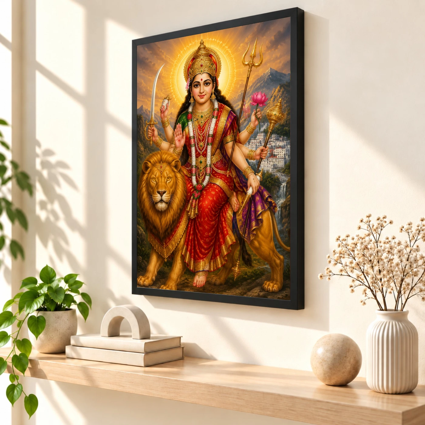 Vaishno Devi Traditional Indian Miniature-Inspired Devotional Art Photo Frame, view 2