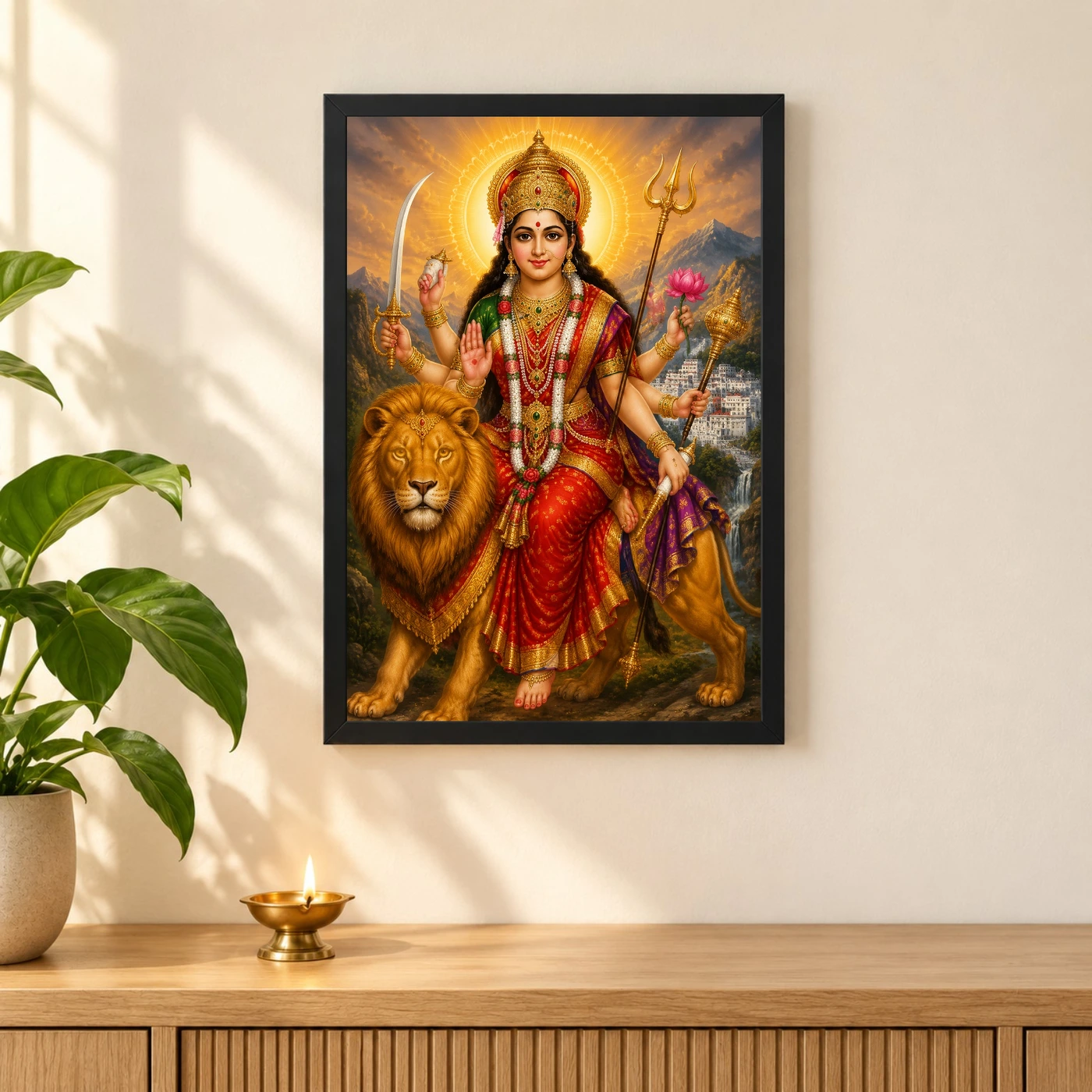 Vaishno Devi Traditional Indian Miniature-Inspired Devotional Art Photo Frame, view 3
