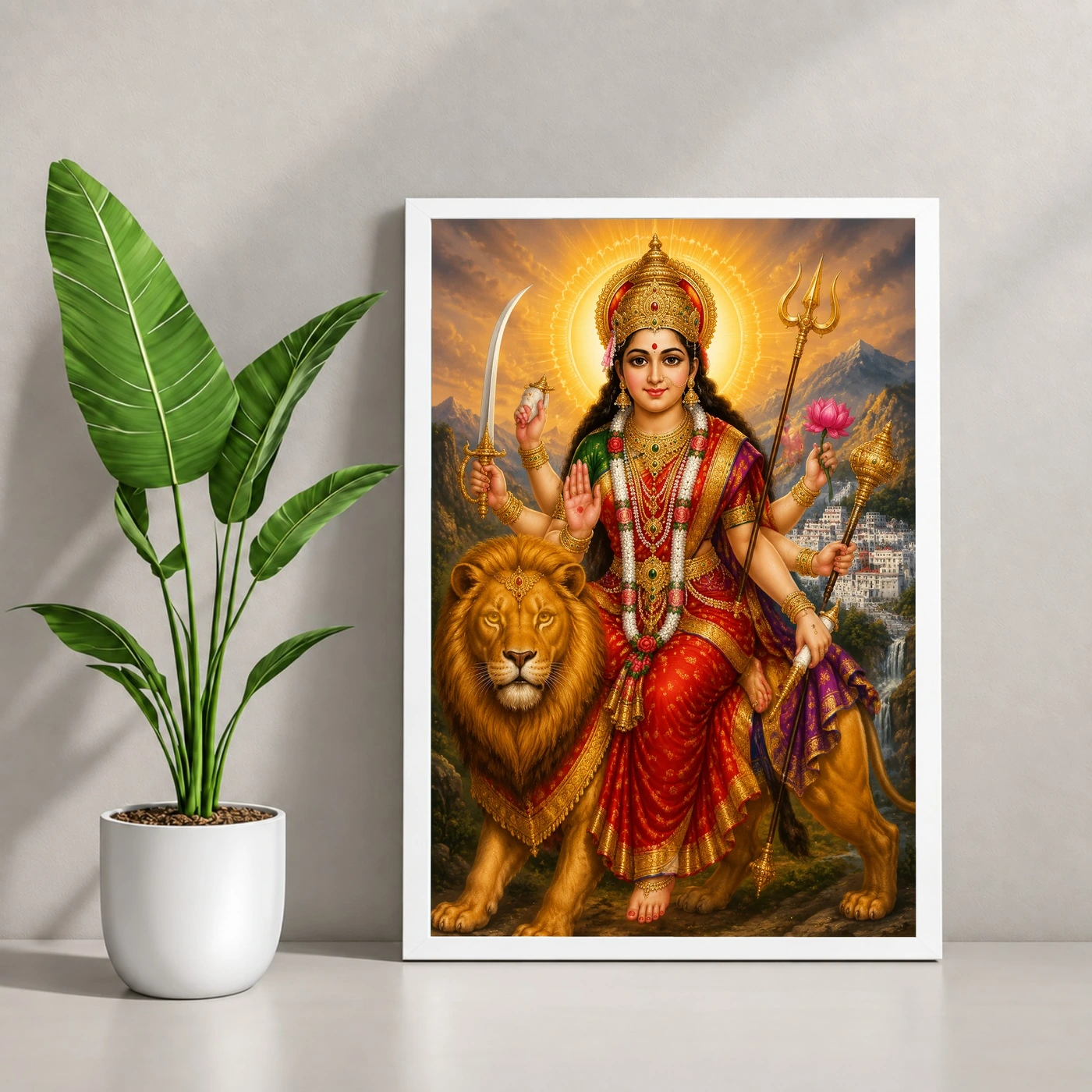 Vaishno Devi Traditional Indian Miniature-Inspired Devotional Art Photo Frame, view 4