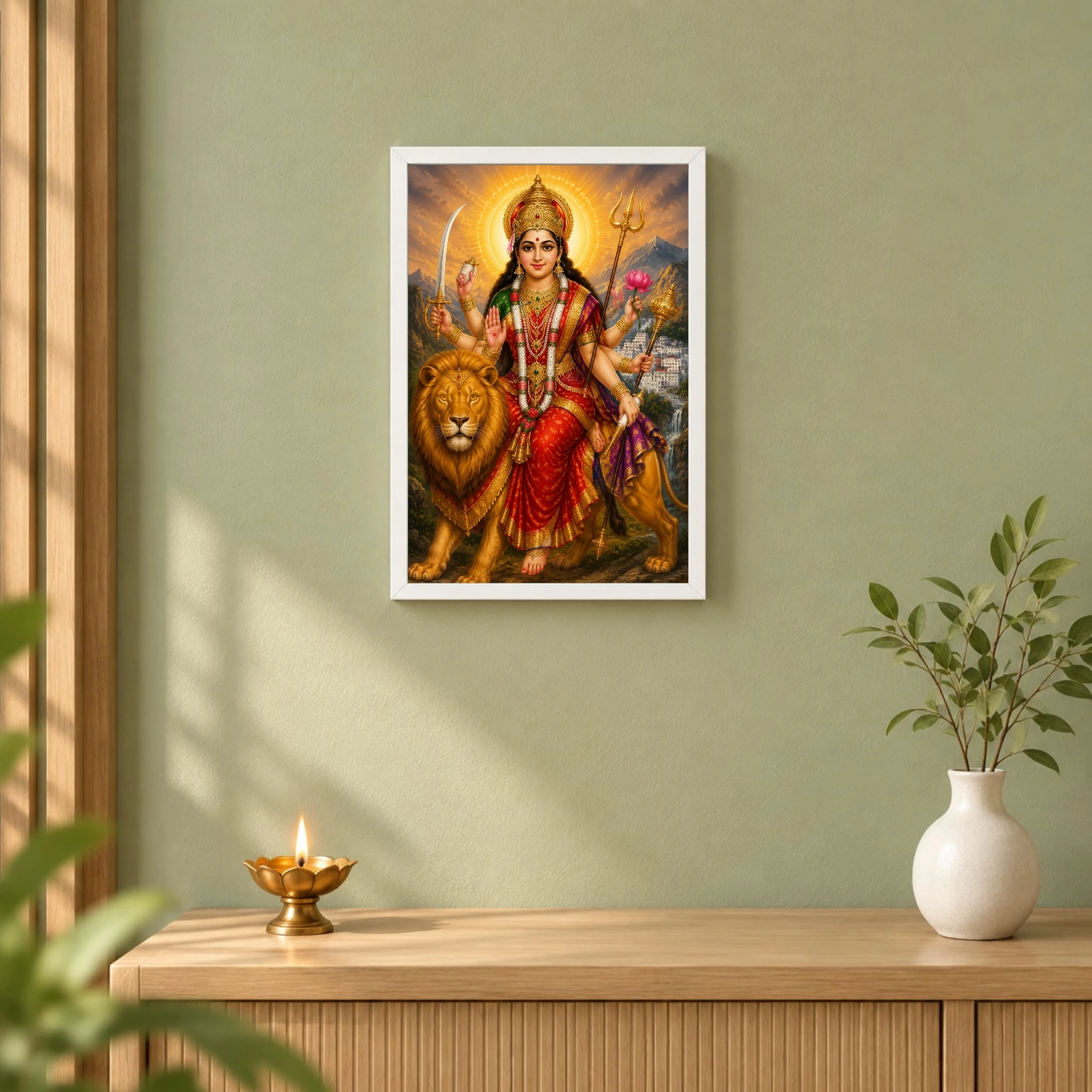 Vaishno Devi Traditional Indian Miniature-Inspired Devotional Art Photo Frame, view 6