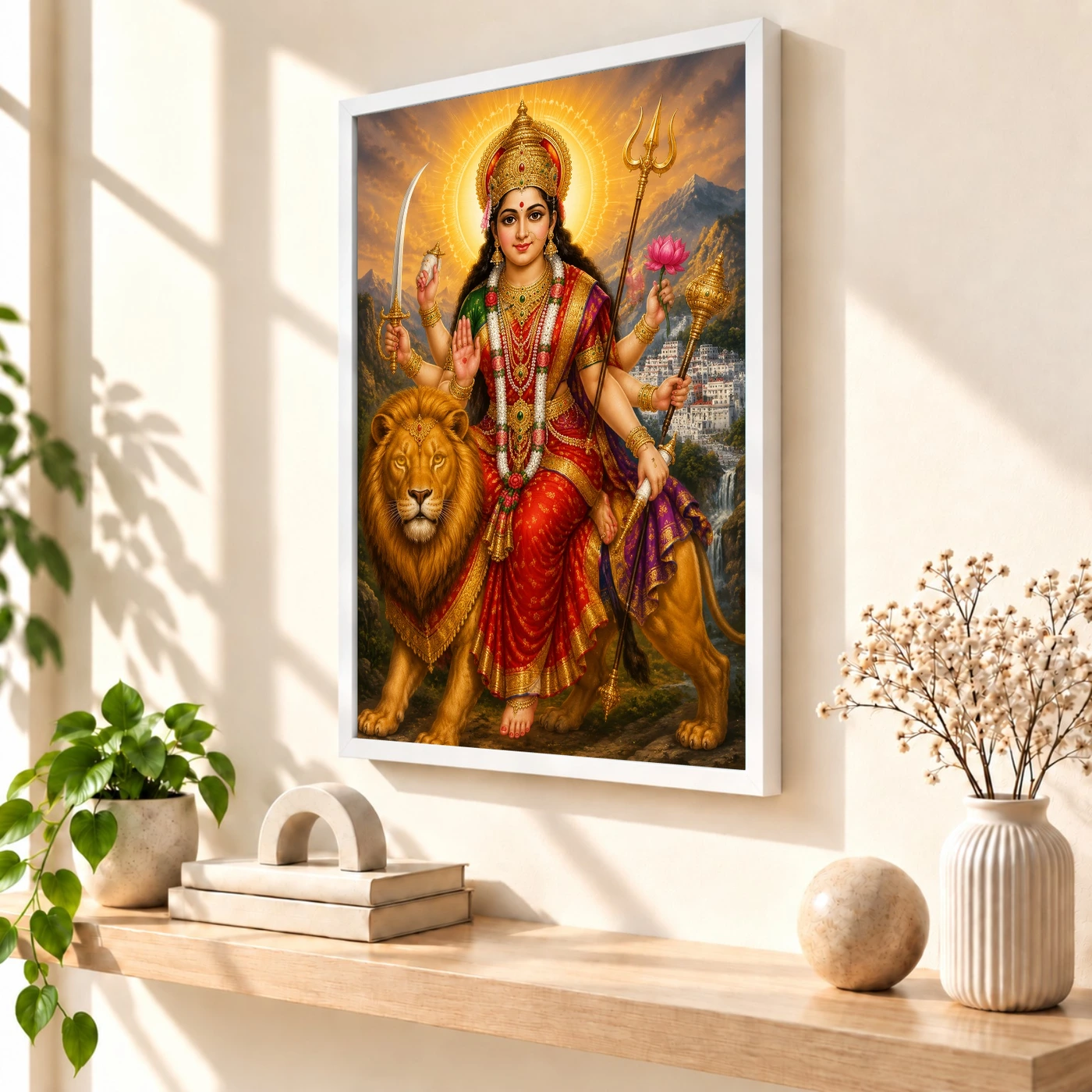 Vaishno Devi Traditional Indian Miniature-Inspired Devotional Art Photo Frame, view 7