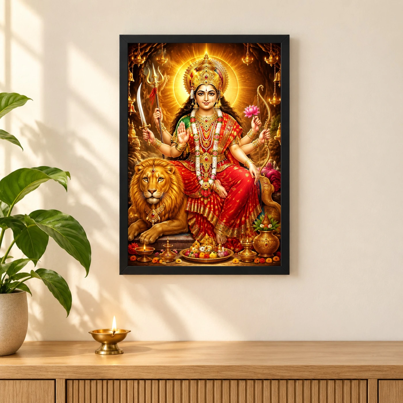 Vaishno Devi Vivid Premium Spiritual Poster Art Photo Frame, view 3