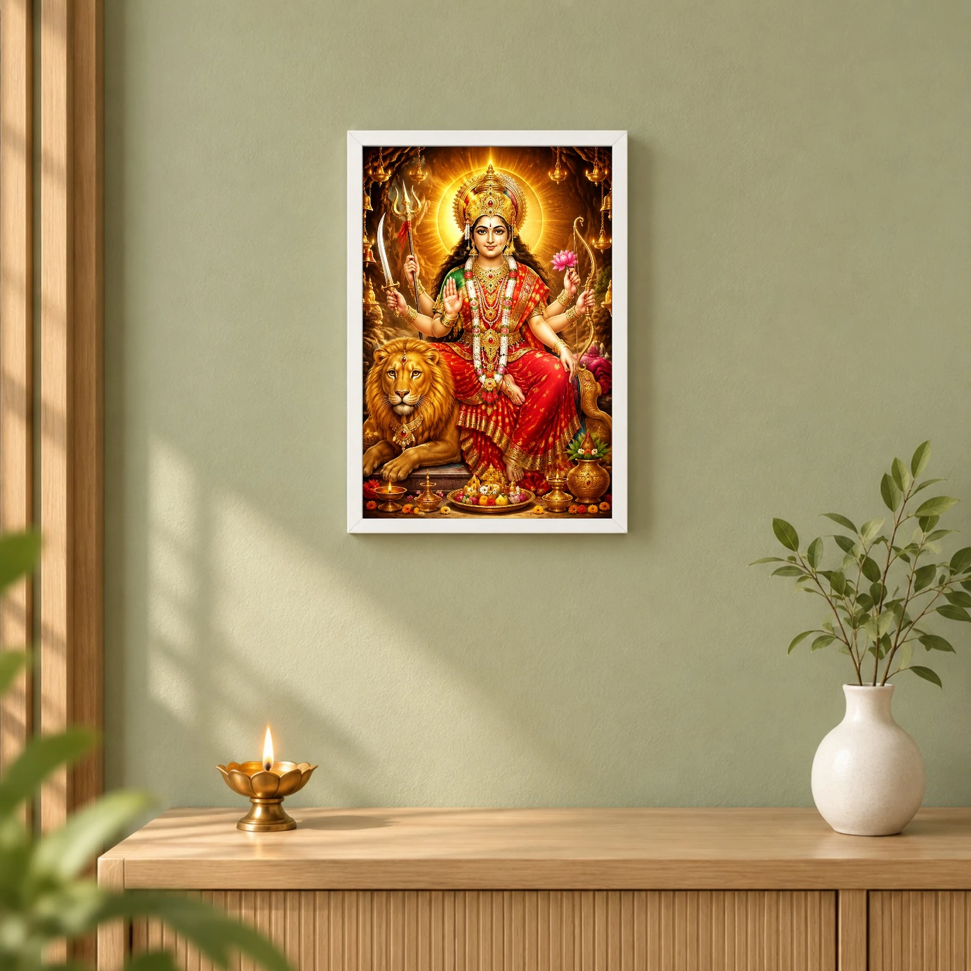Vaishno Devi Vivid Premium Spiritual Poster Art Photo Frame, view 6