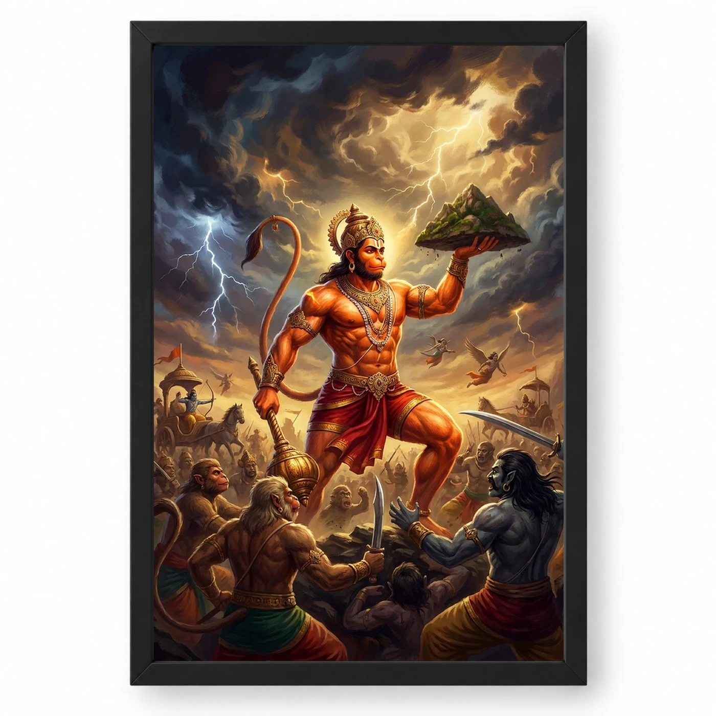Veer Hanuman Battle Warrior Ramayana Dramatic Epic Art Photo Frame