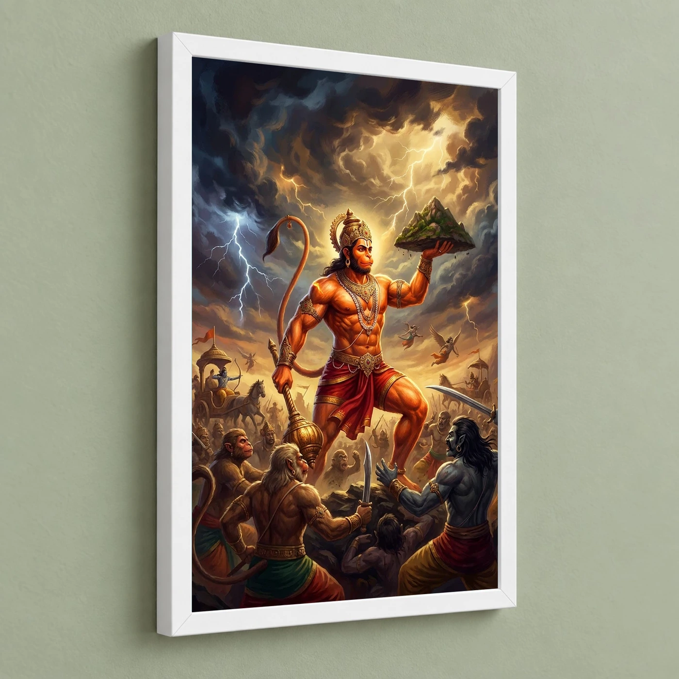 Veer Hanuman Battle Warrior Ramayana Dramatic Epic Art Photo Frame, view 5