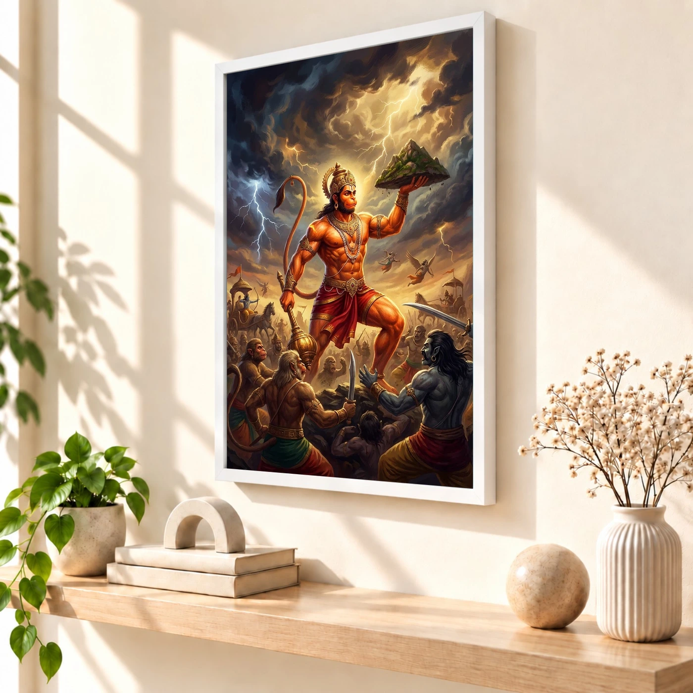 Veer Hanuman Battle Warrior Ramayana Dramatic Epic Art Photo Frame, view 7