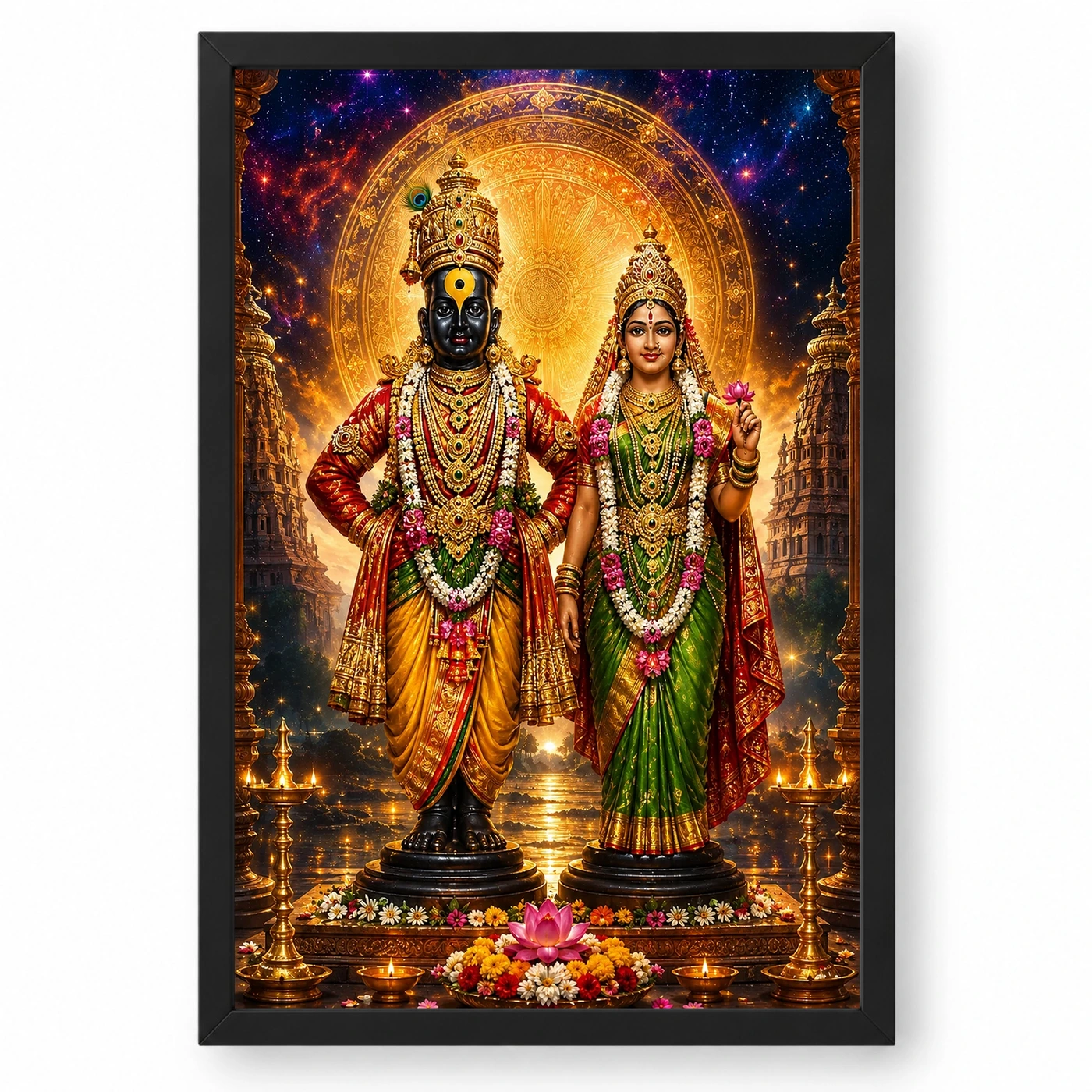Vitthal Rukmini Cosmic Celestial Aura Photo Frame
