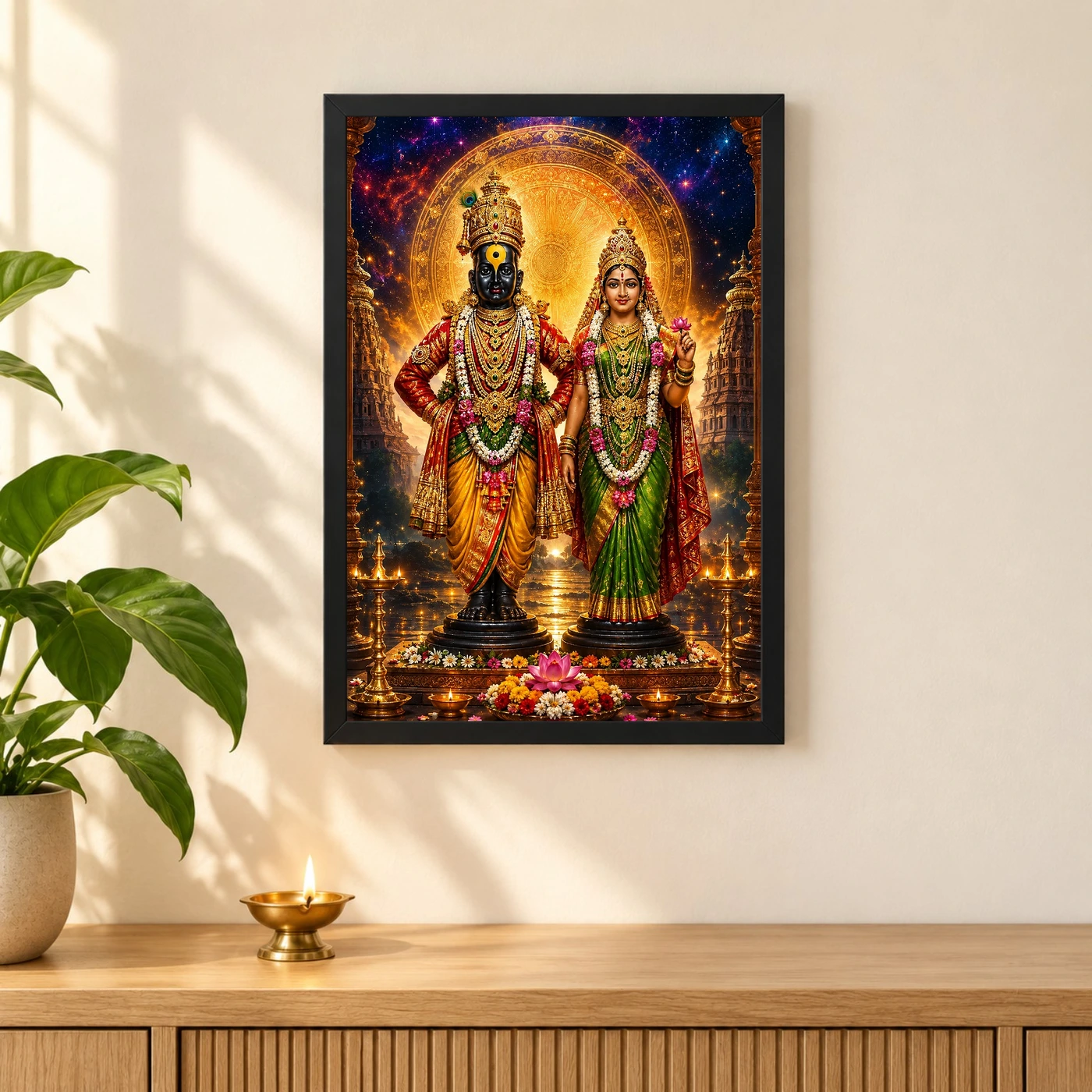 Vitthal Rukmini Cosmic Celestial Aura Photo Frame, view 3