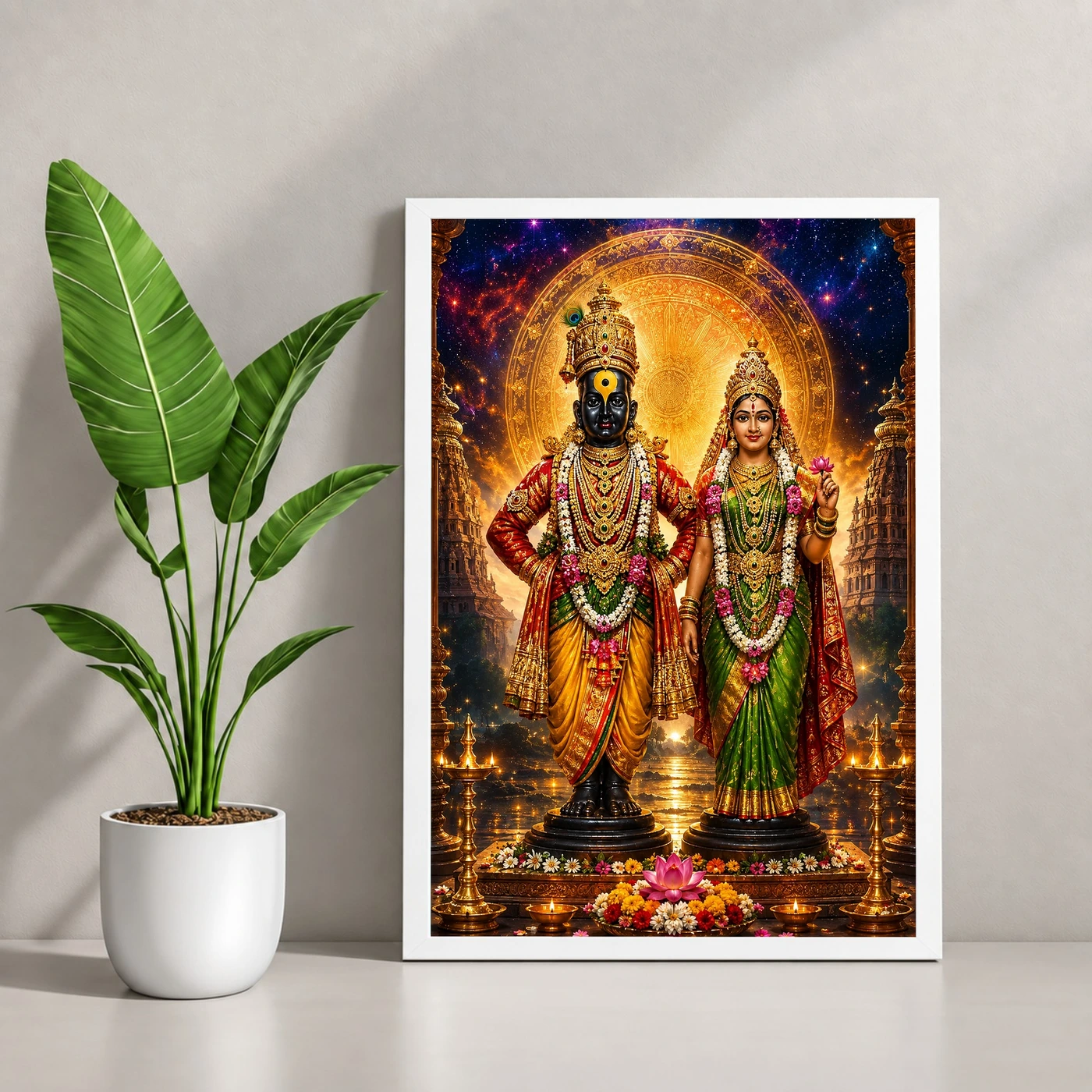 Vitthal Rukmini Cosmic Celestial Aura Photo Frame, view 4