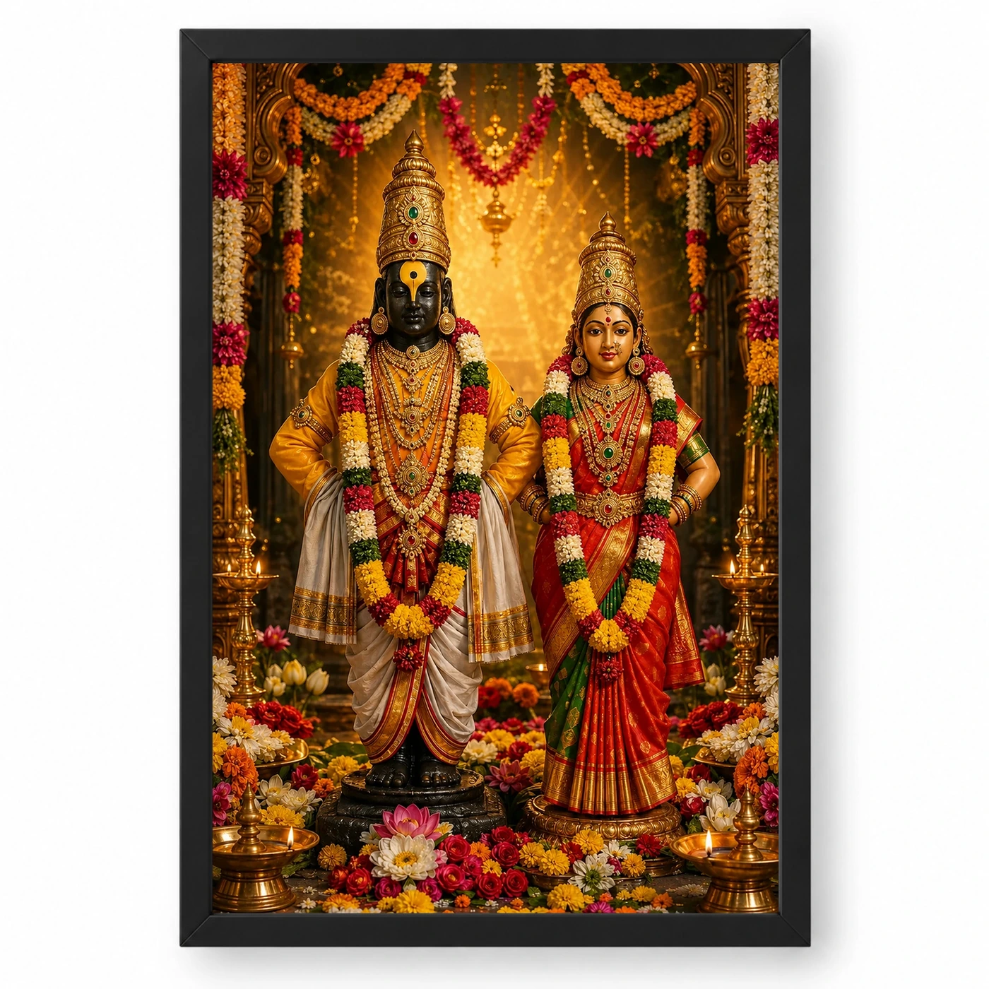 Vitthal Rukmini Grand Festival Flower Decoration Photo Frame