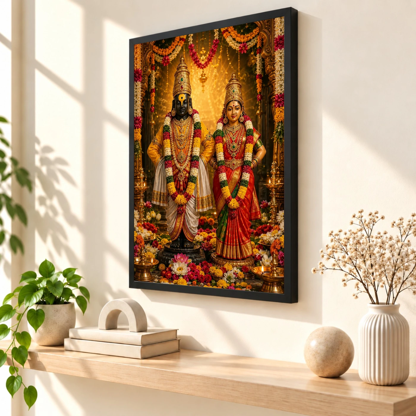 Vitthal Rukmini Grand Festival Flower Decoration Photo Frame, view 2
