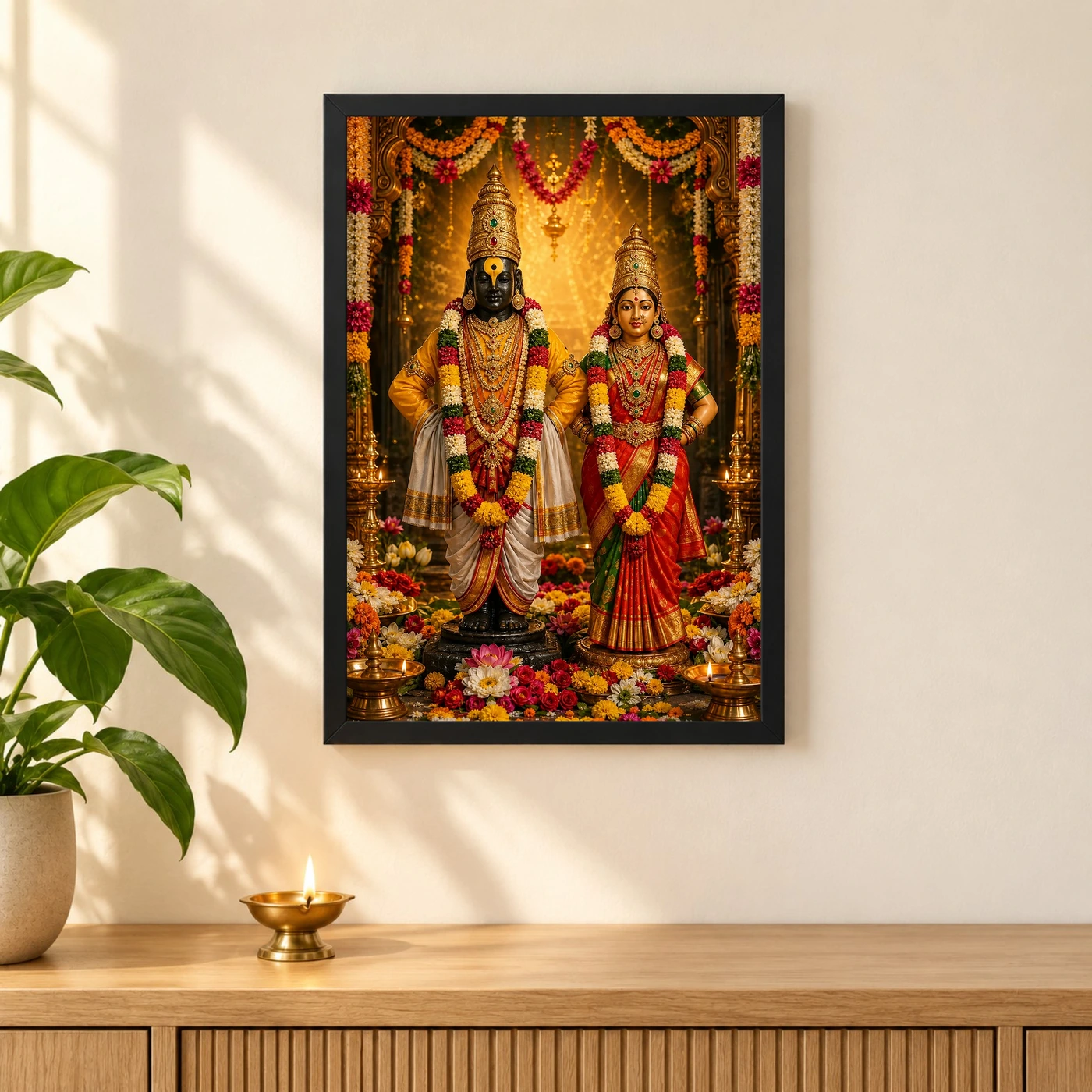 Vitthal Rukmini Grand Festival Flower Decoration Photo Frame, view 3