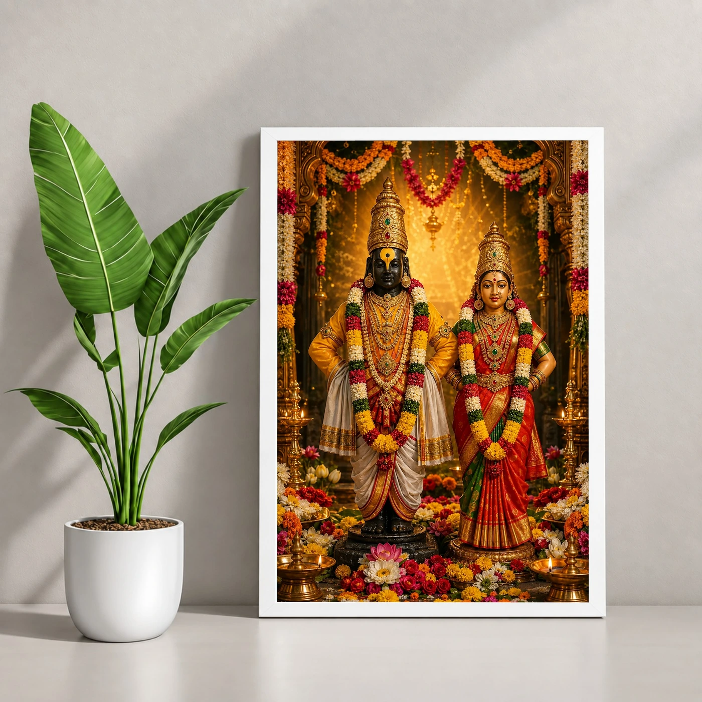 Vitthal Rukmini Grand Festival Flower Decoration Photo Frame, view 4