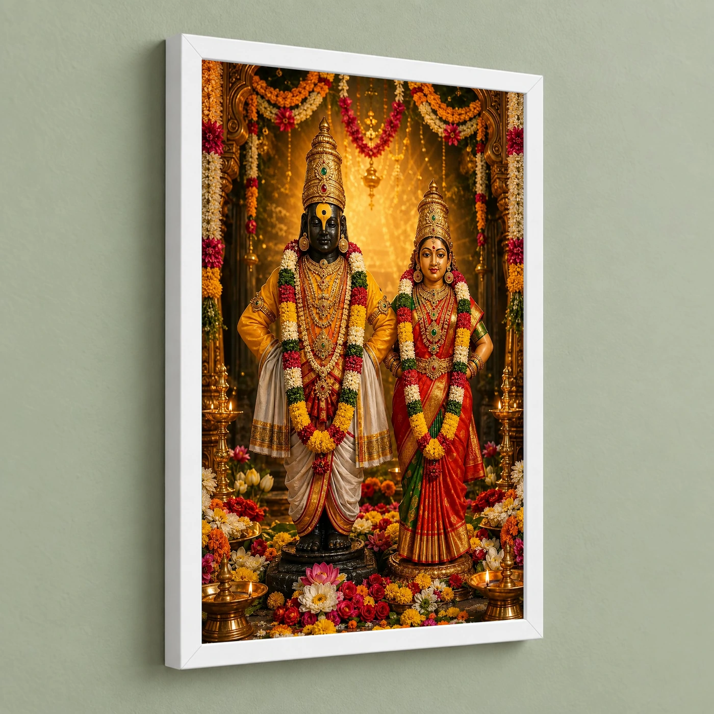 Vitthal Rukmini Grand Festival Flower Decoration Photo Frame, view 5