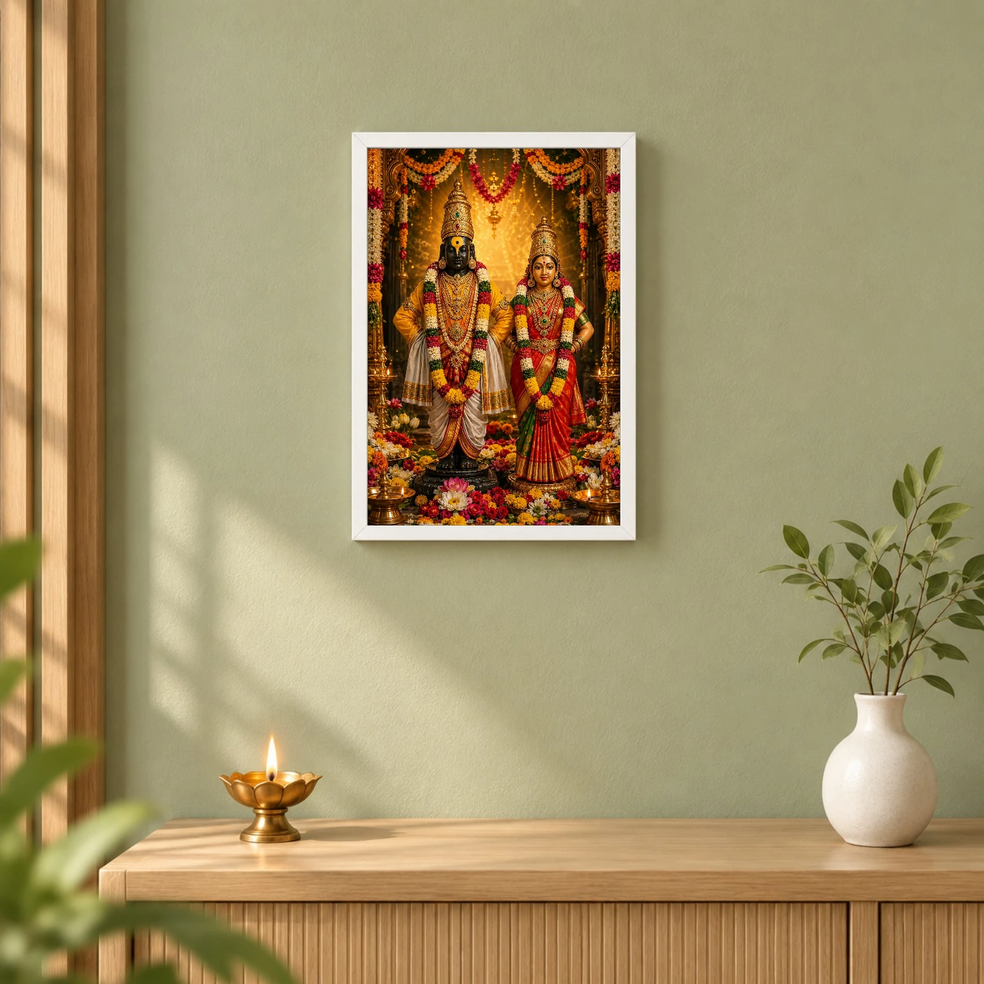Vitthal Rukmini Grand Festival Flower Decoration Photo Frame, view 6