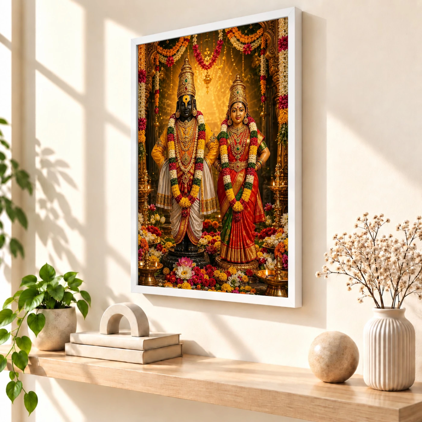 Vitthal Rukmini Grand Festival Flower Decoration Photo Frame, view 7