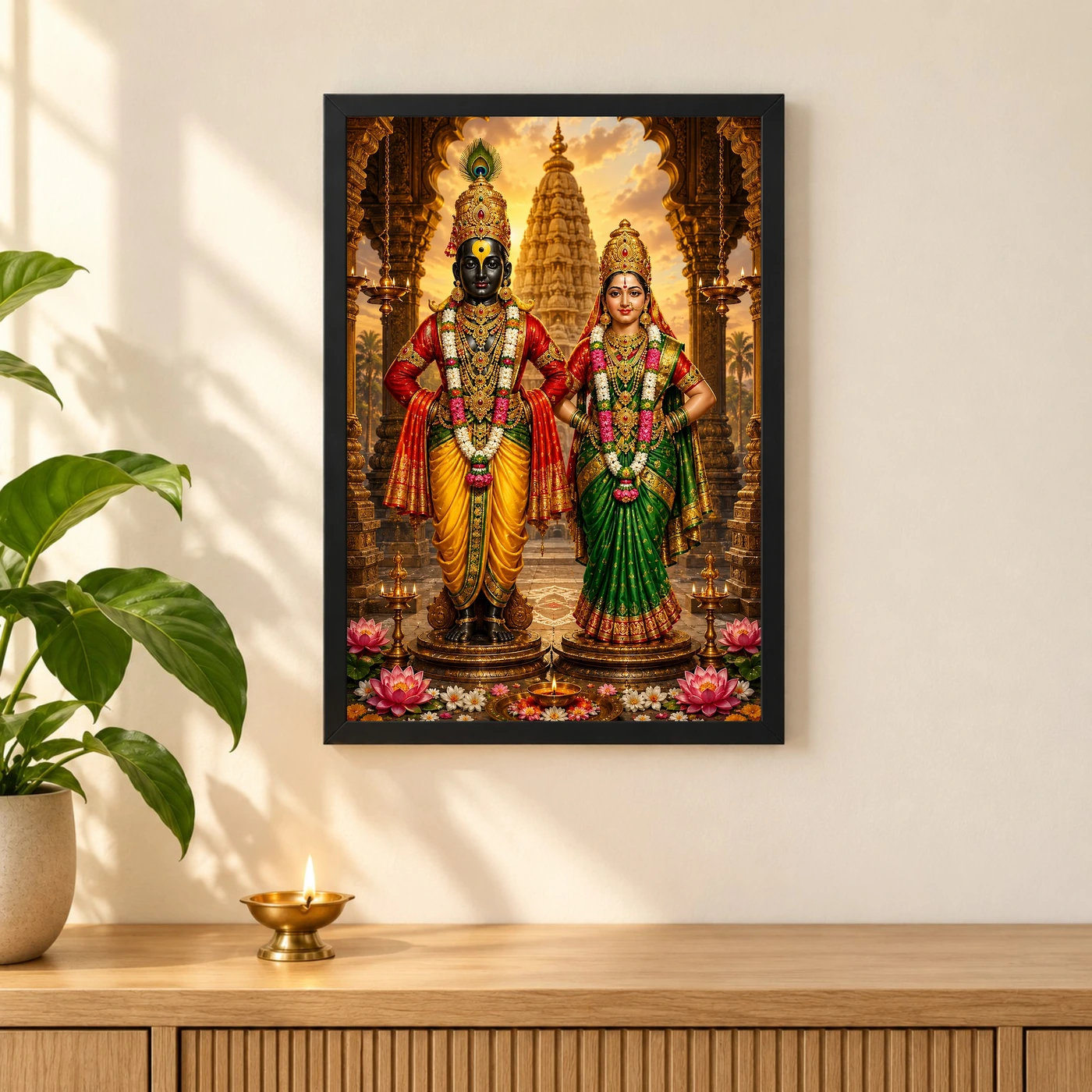 Vitthal Rukmini Heritage Temple Architecture Backdrop Photo Frame, view 3