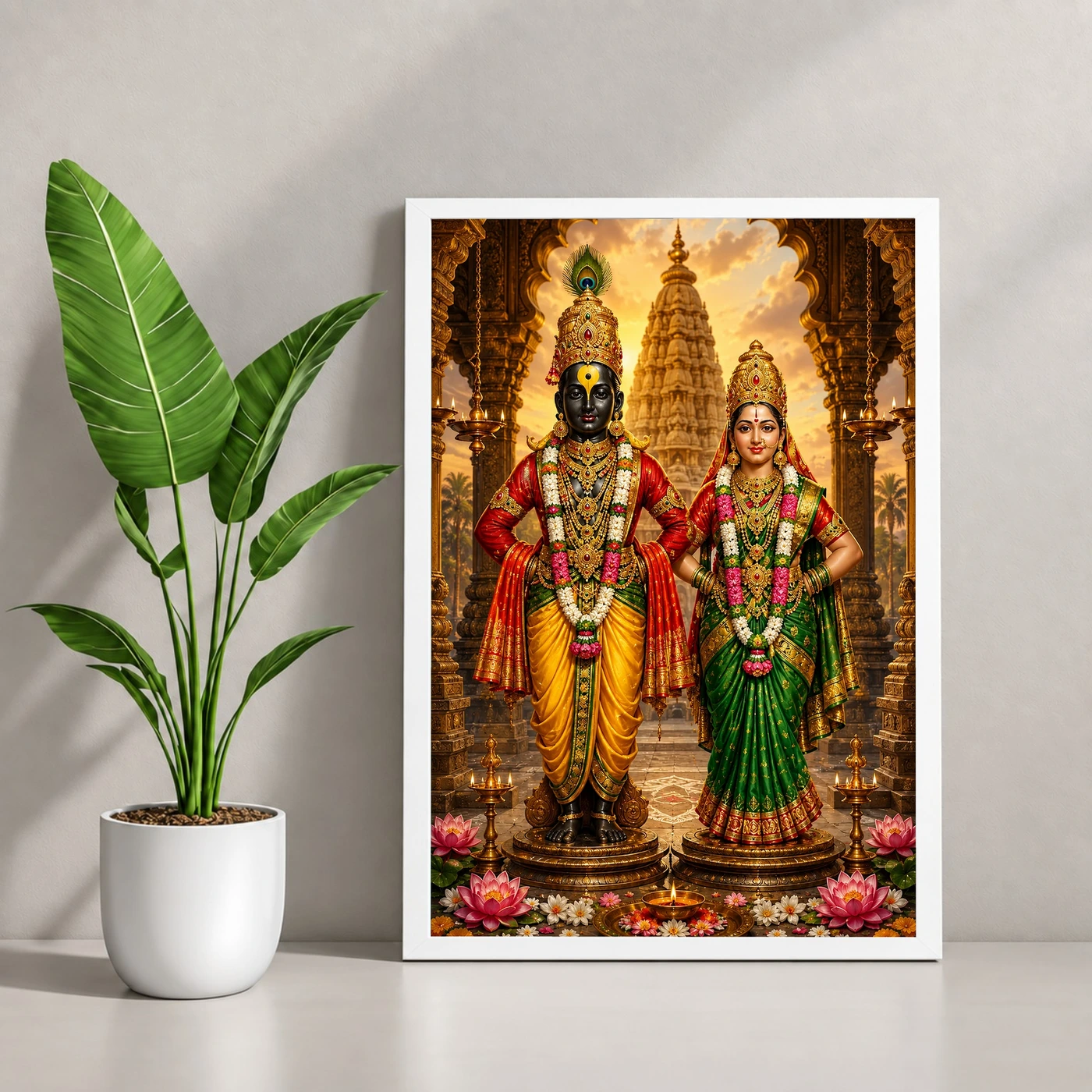 Vitthal Rukmini Heritage Temple Architecture Backdrop Photo Frame, view 4