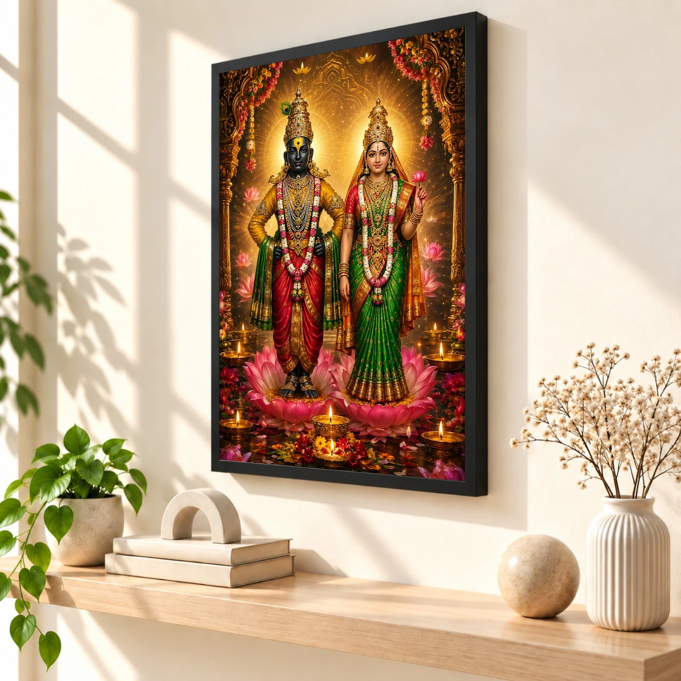 Vitthal Rukmini Lotus And Diya Radiance Photo Frame, view 2