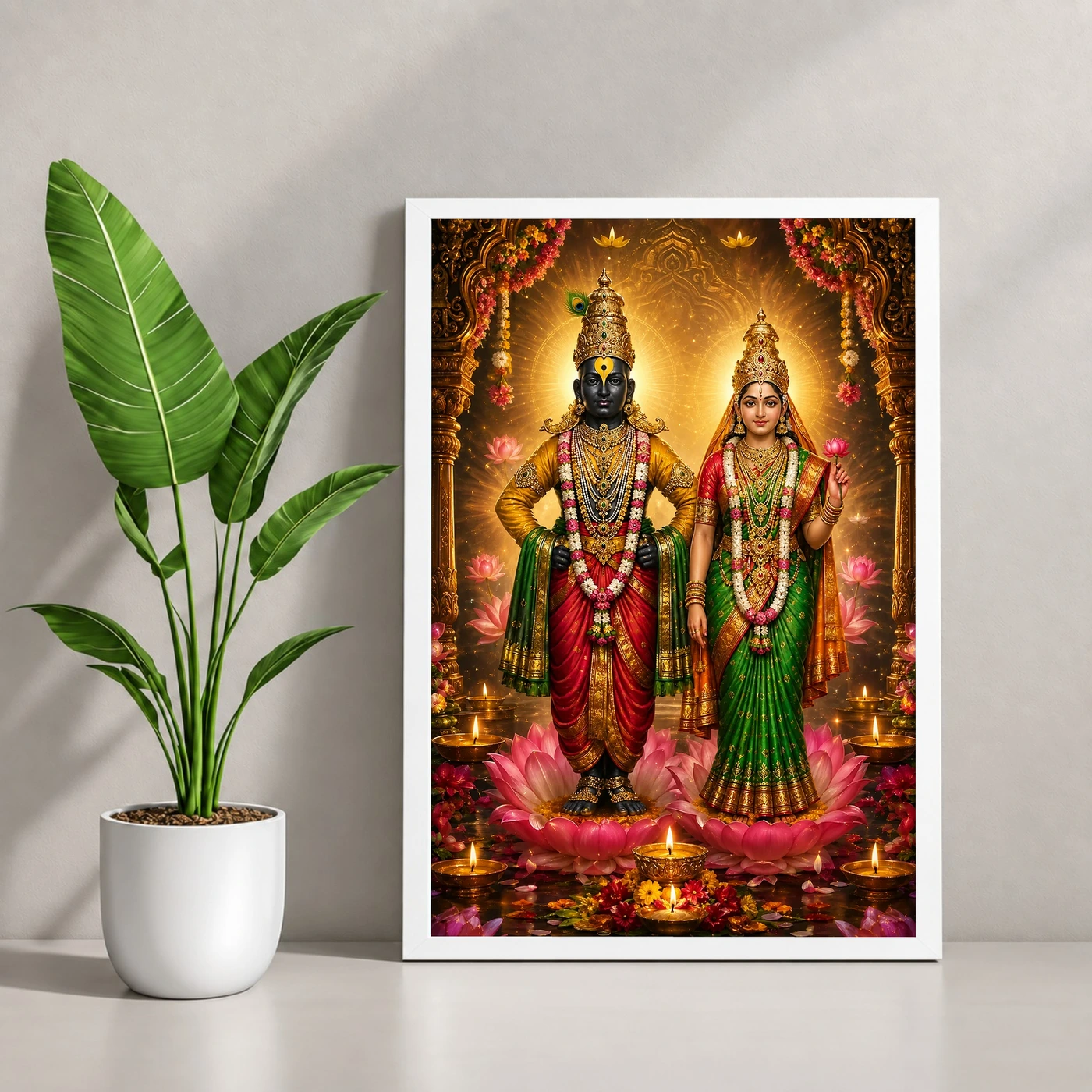 Vitthal Rukmini Lotus And Diya Radiance Photo Frame, view 4