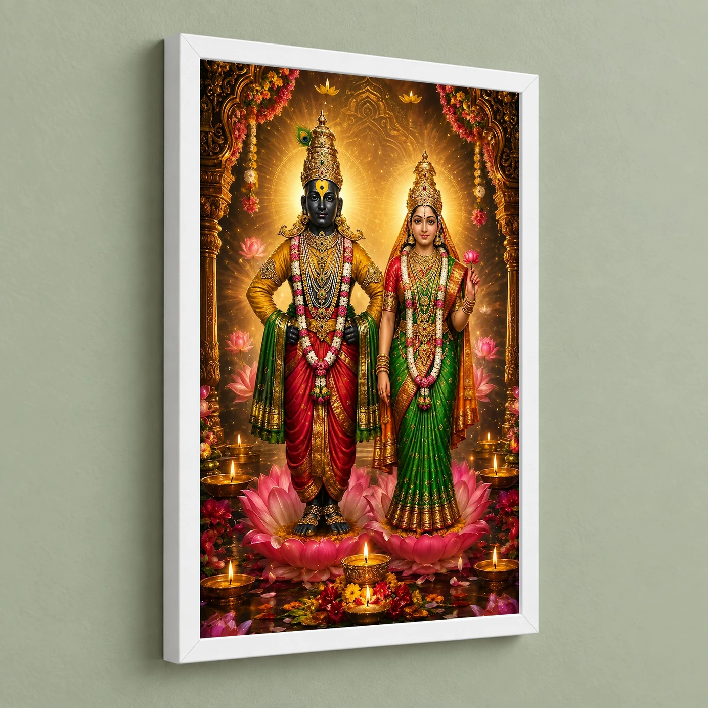 Vitthal Rukmini Lotus And Diya Radiance Photo Frame, view 5