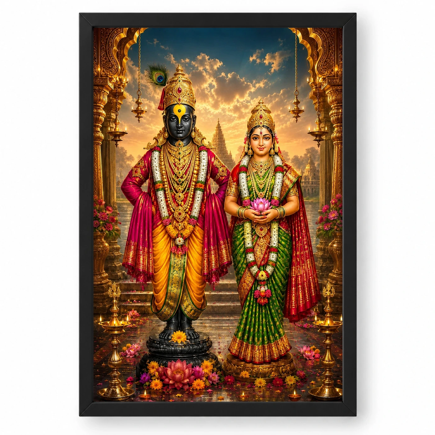 Vitthal Rukmini Peaceful Home Mandir Composition Photo Frame