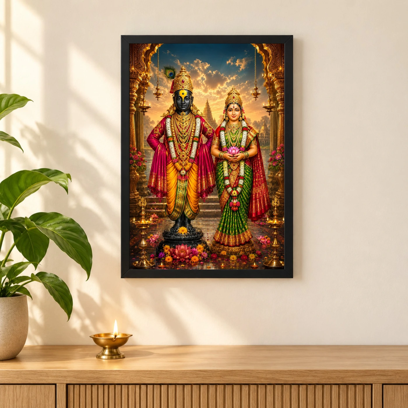 Vitthal Rukmini Peaceful Home Mandir Composition Photo Frame, view 3