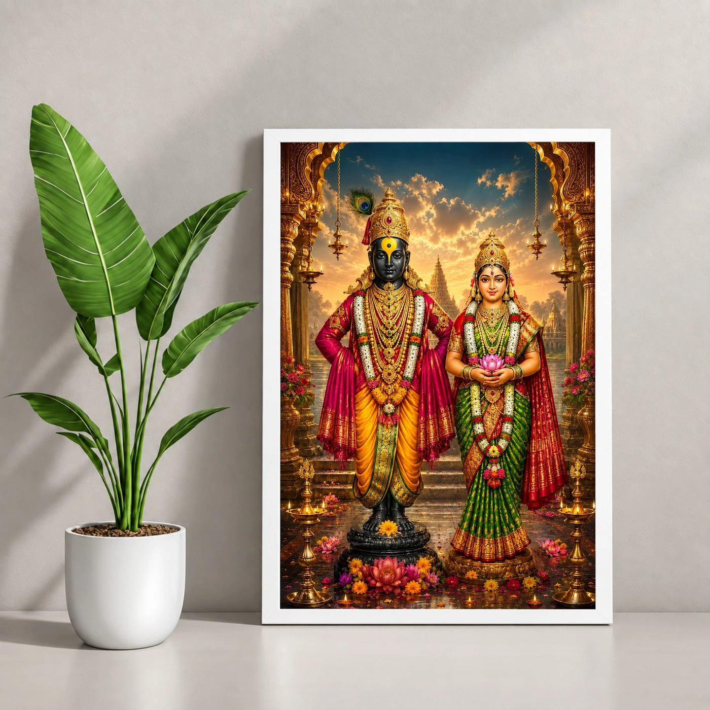 Vitthal Rukmini Peaceful Home Mandir Composition Photo Frame, view 4