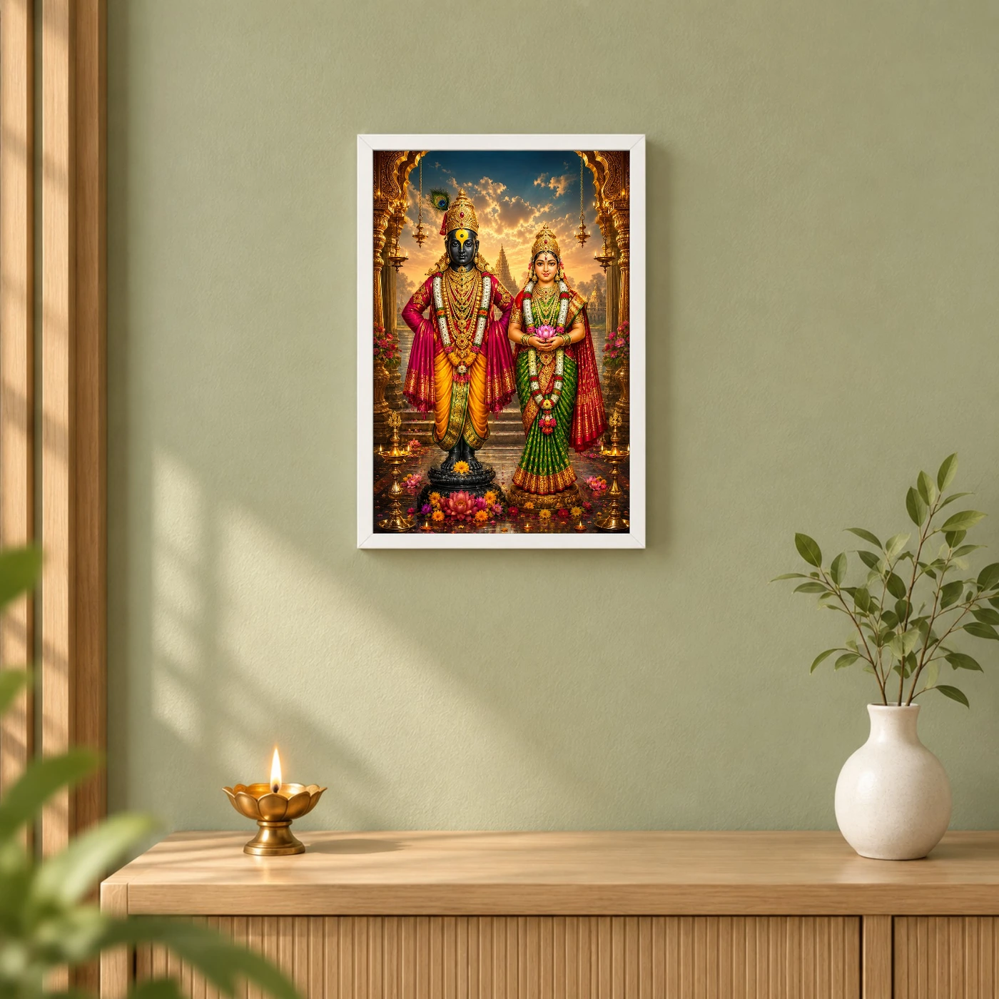 Vitthal Rukmini Peaceful Home Mandir Composition Photo Frame, view 6