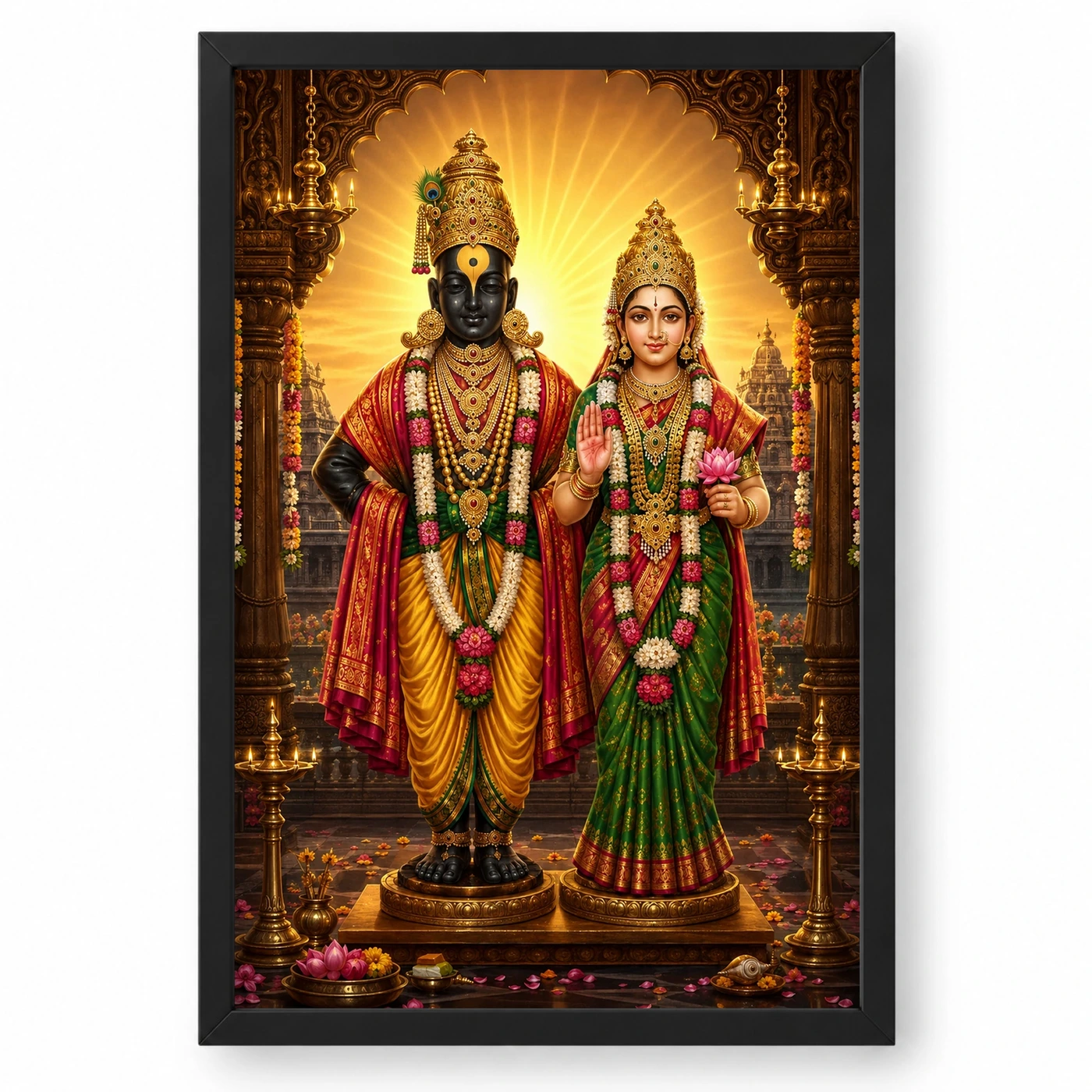 Vitthal Rukmini Royal Jewel-Toned Portrait Photo Frame