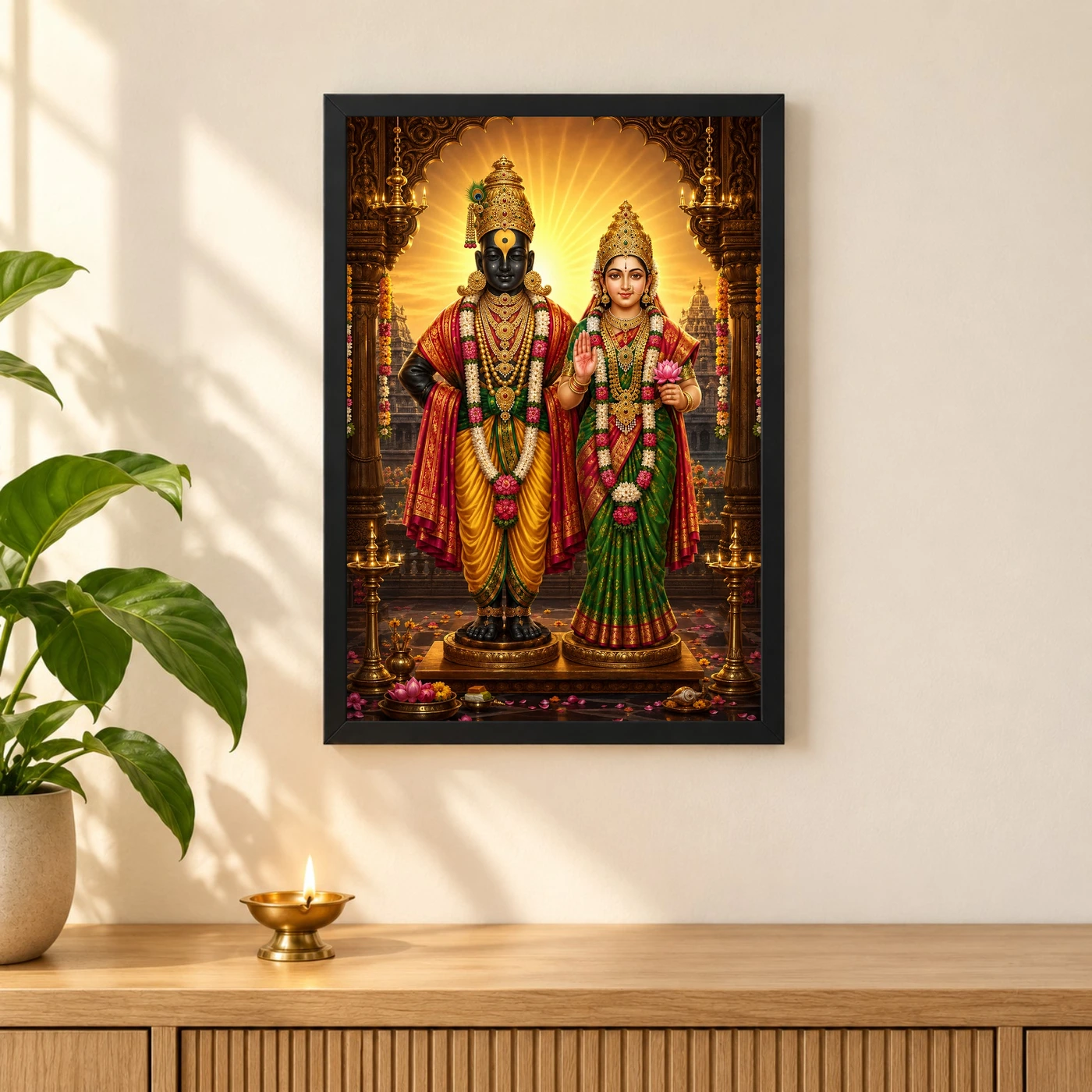 Vitthal Rukmini Royal Jewel-Toned Portrait Photo Frame, view 3