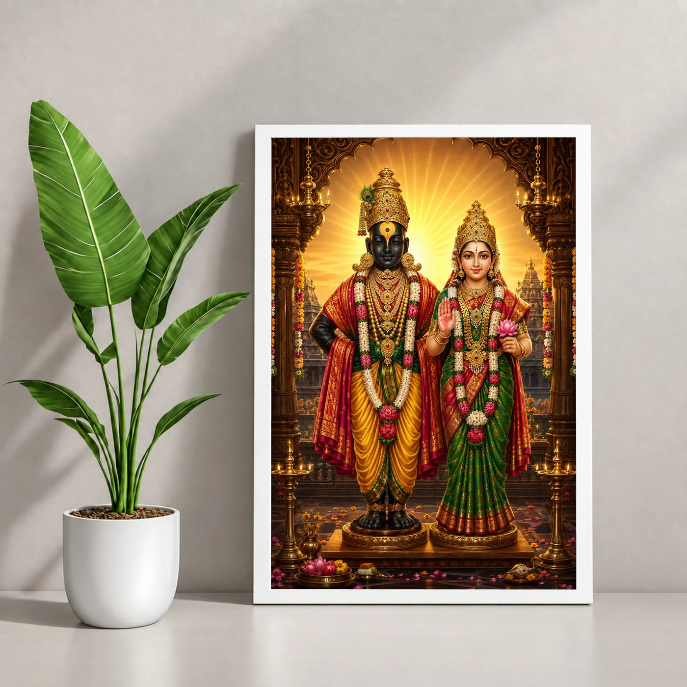 Vitthal Rukmini Royal Jewel-Toned Portrait Photo Frame, view 4