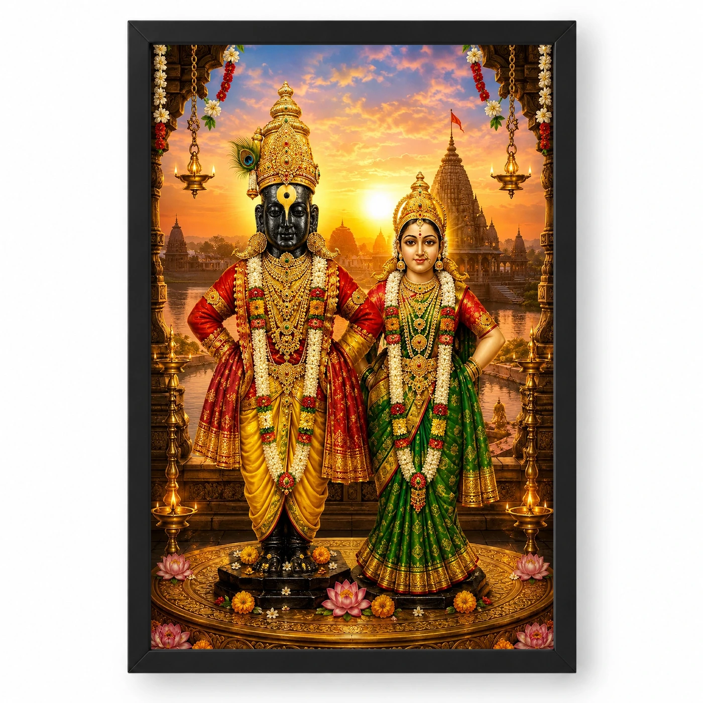 Vitthal Rukmini Serene Sunrise Blessing Photo Frame