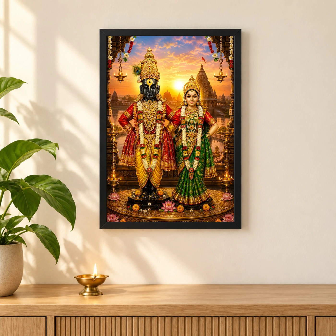 Vitthal Rukmini Serene Sunrise Blessing Photo Frame, view 3