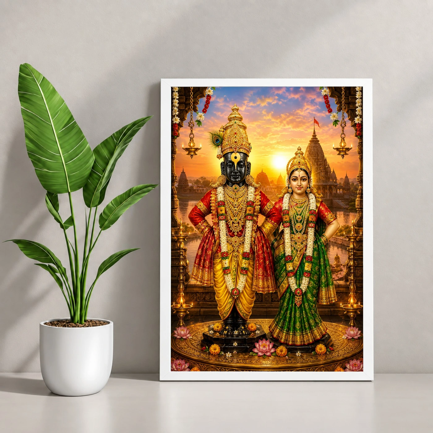 Vitthal Rukmini Serene Sunrise Blessing Photo Frame, view 4