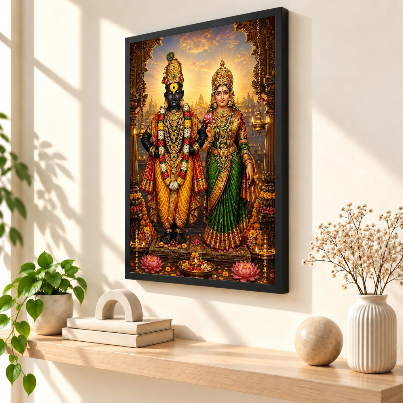 Vitthal Rukmini Traditional Indian Miniature-Inspired Devotional Art Photo Frame, view 2