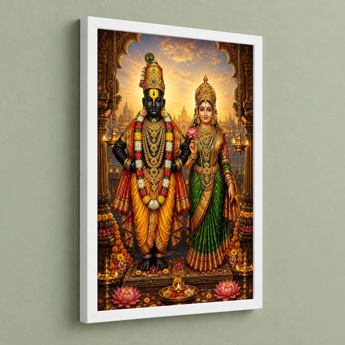 Vitthal Rukmini Traditional Indian Miniature-Inspired Devotional Art Photo Frame, view 5