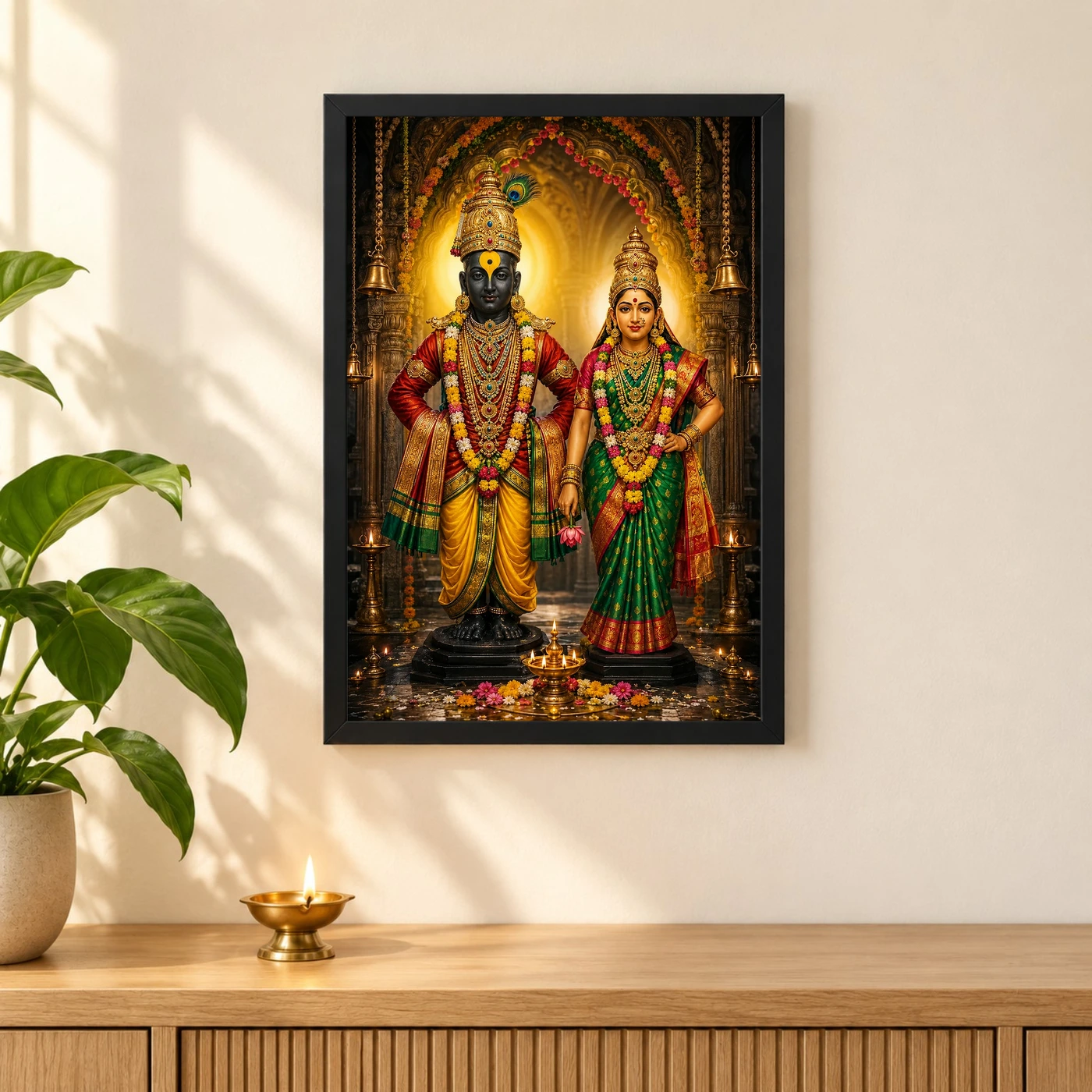 Vitthal Rukmini Vivid Premium Spiritual Poster Art Photo Frame, view 3