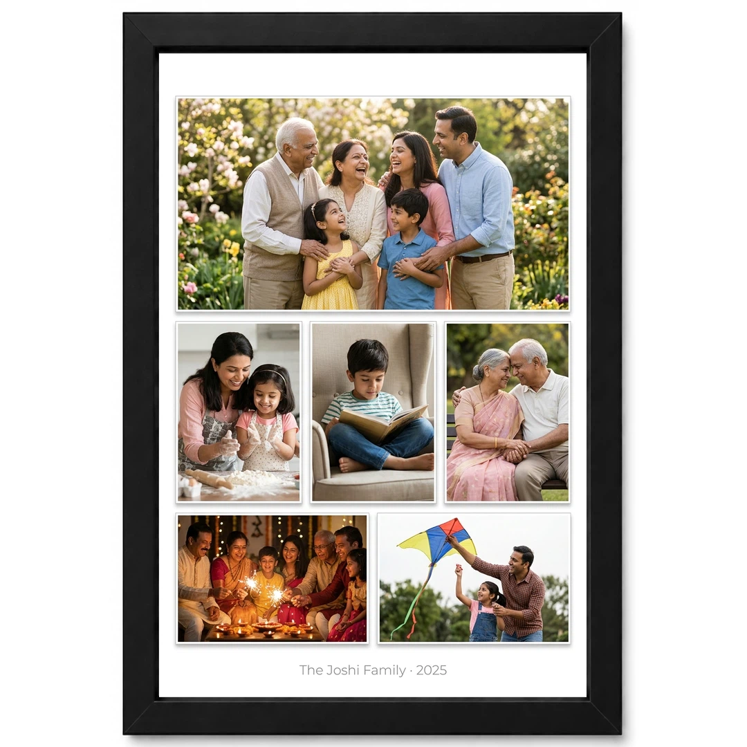 Wall Photo Frame Collage Modern Black White Elegant Display Photo Frame