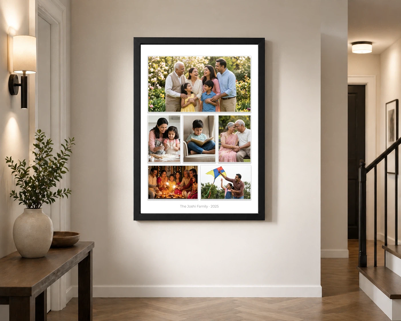 Wall Photo Frame Collage Modern Black White Elegant Display Photo Frame, view 2
