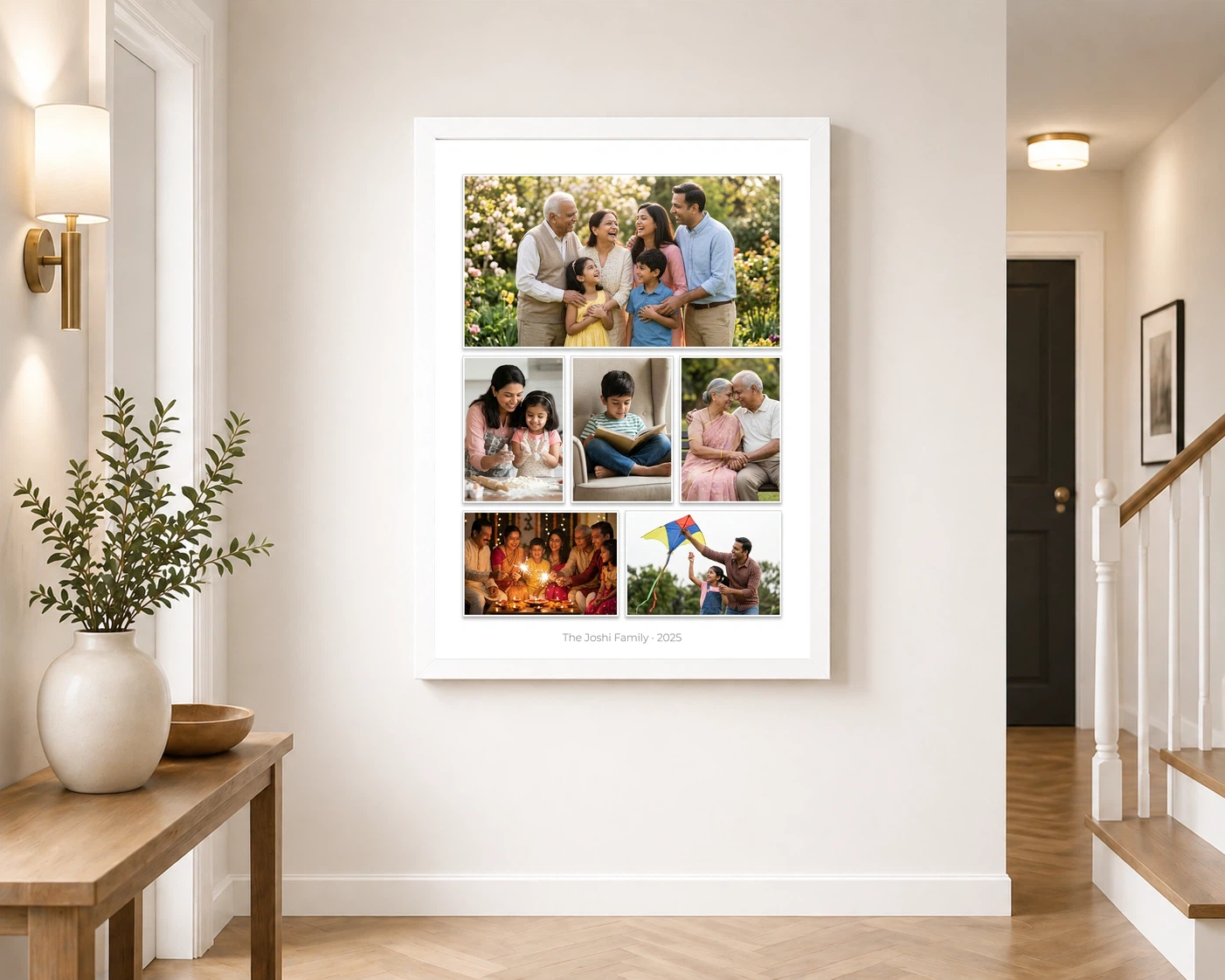 Wall Photo Frame Collage Modern Black White Elegant Display Photo Frame, view 6