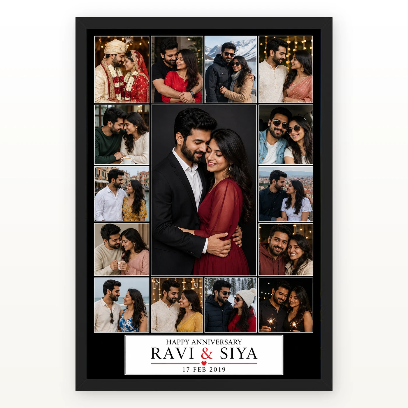 Wedding Anniversary Black Gold Bold Milestone Number Photo Frame