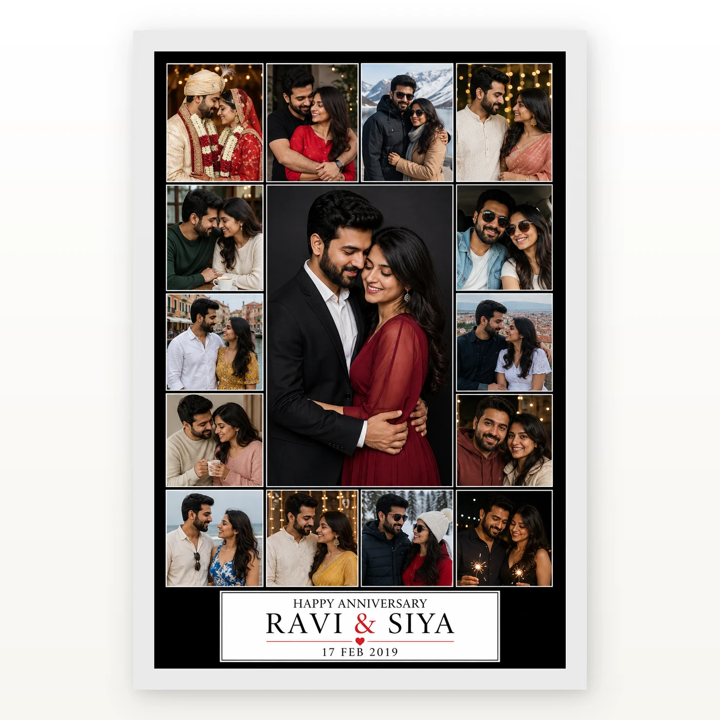 Wedding Anniversary Black Gold Luxury Elegant Couple Photo Frame, view 2