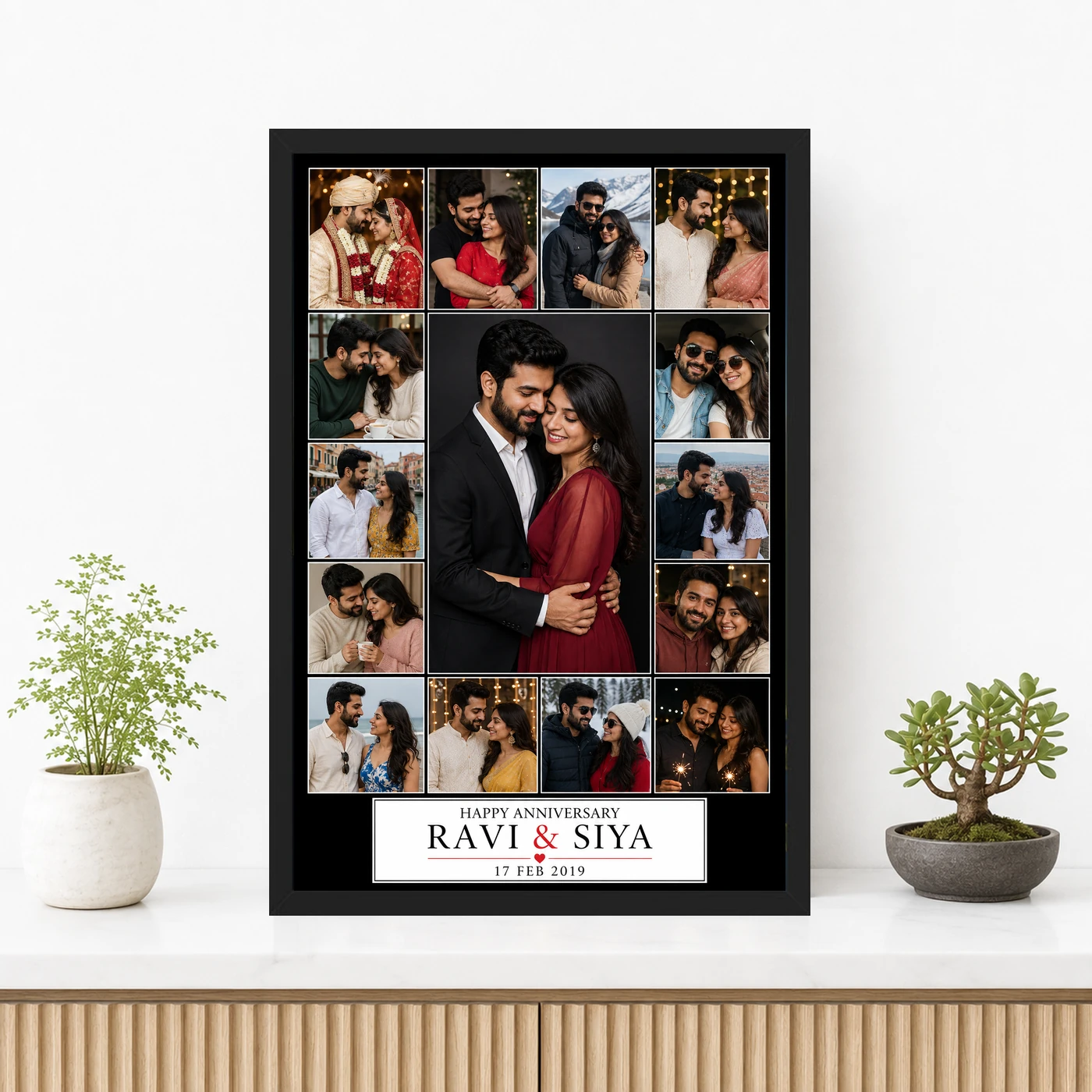 Wedding Anniversary Black Gold Luxury Elegant Couple Photo Frame, view 3
