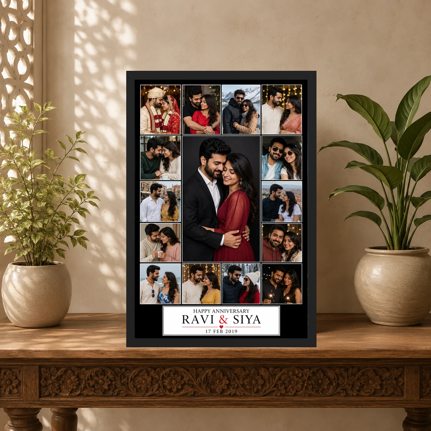 Wedding Anniversary Black Gold Luxury Elegant Couple Photo Frame, view 5