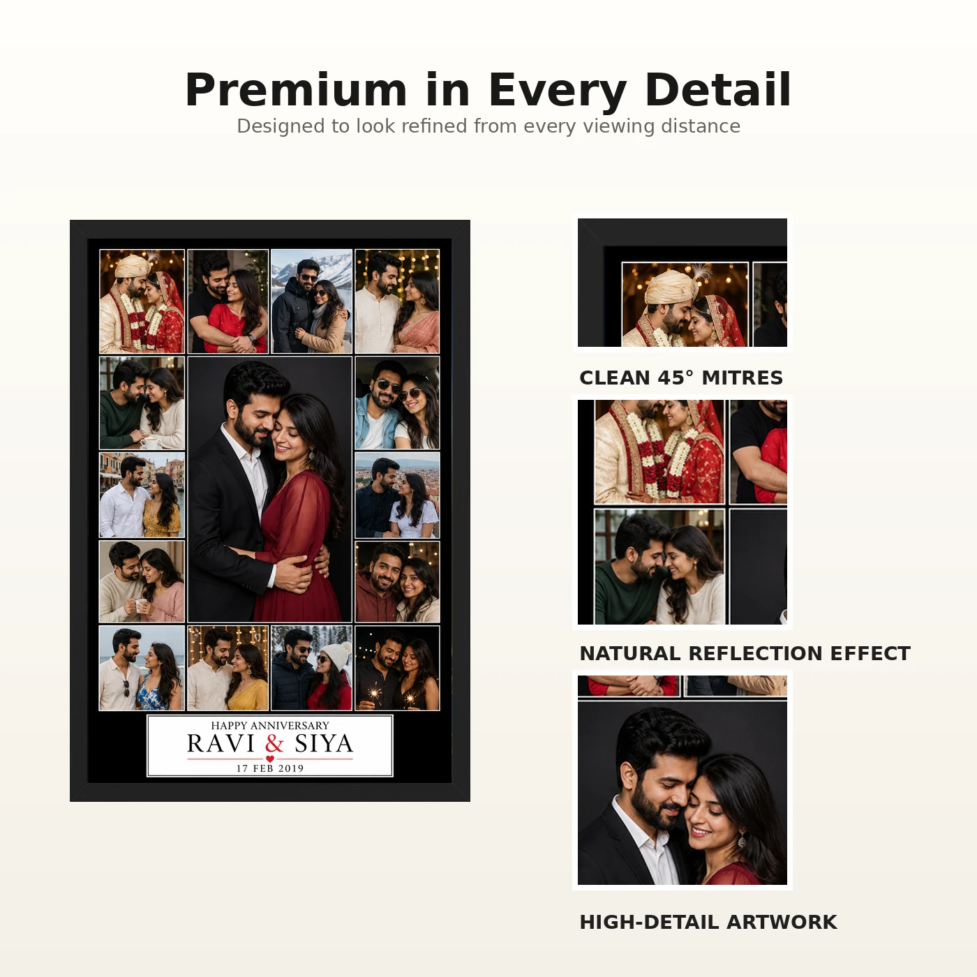 Wedding Anniversary Black Gold Luxury Elegant Couple Photo Frame, view 9