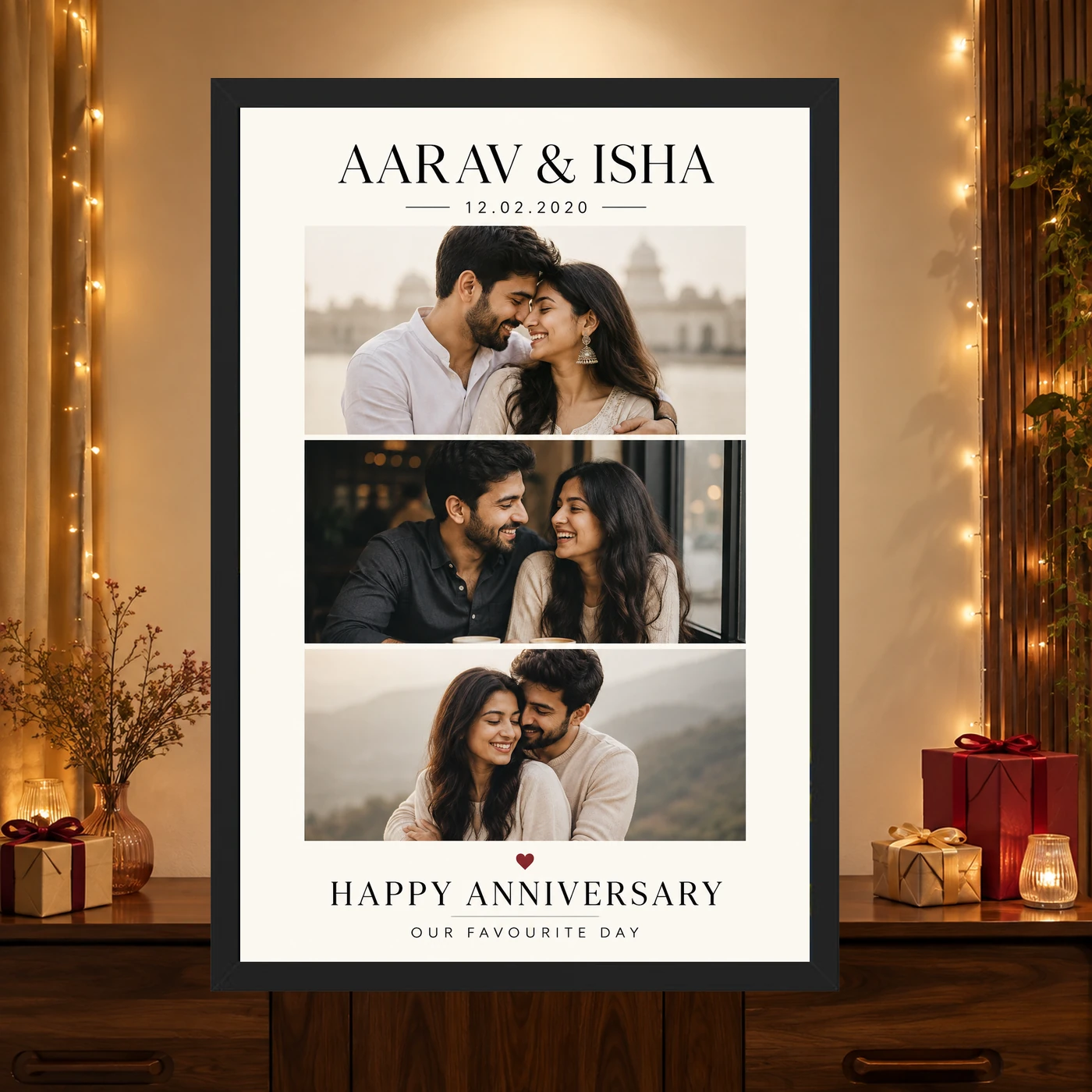 Wedding Anniversary Pastel Pink Love Quote Floral Romantic Photo Frame, view 4