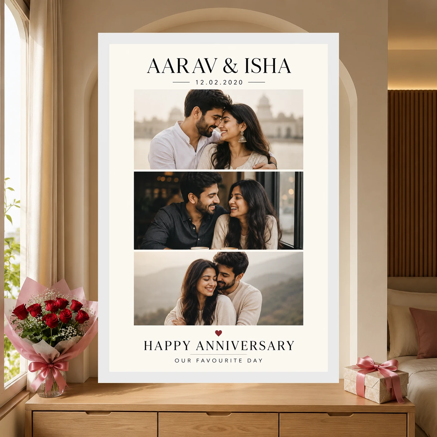 Wedding Anniversary Pastel Pink Love Quote Floral Romantic Photo Frame, view 6