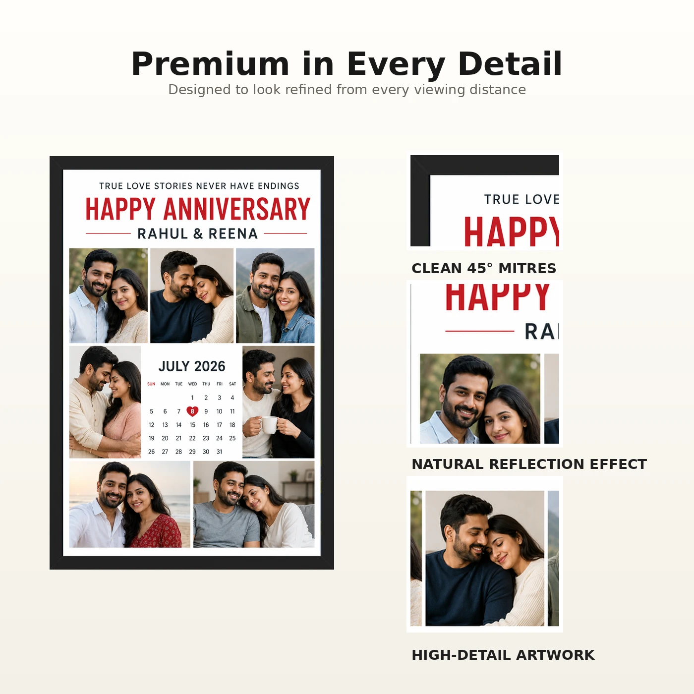 Wedding Anniversary Polaroid Strip Romantic Love Story Photo Frame, view 9